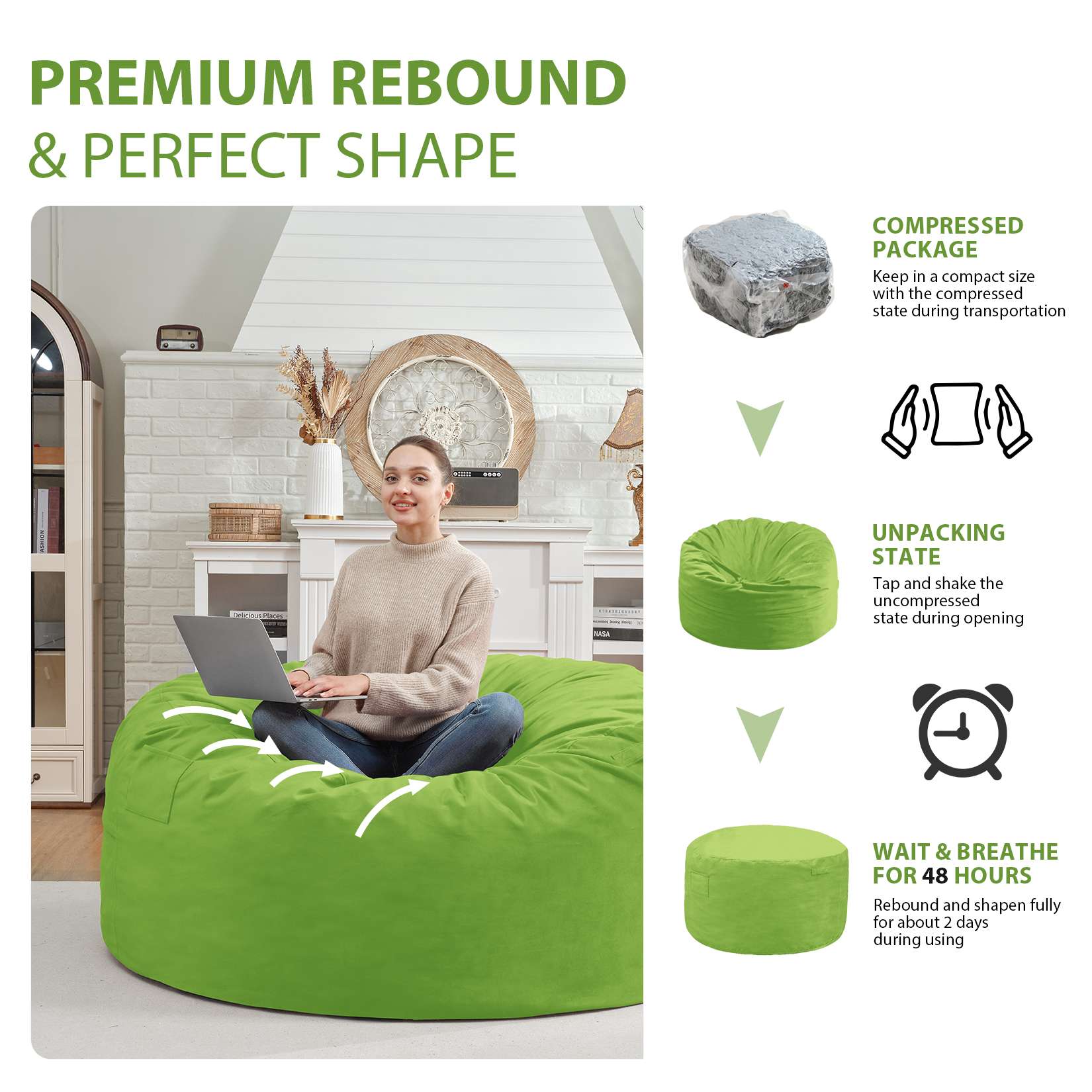 Avocahom Dutch Velvet Bean Bag Chair