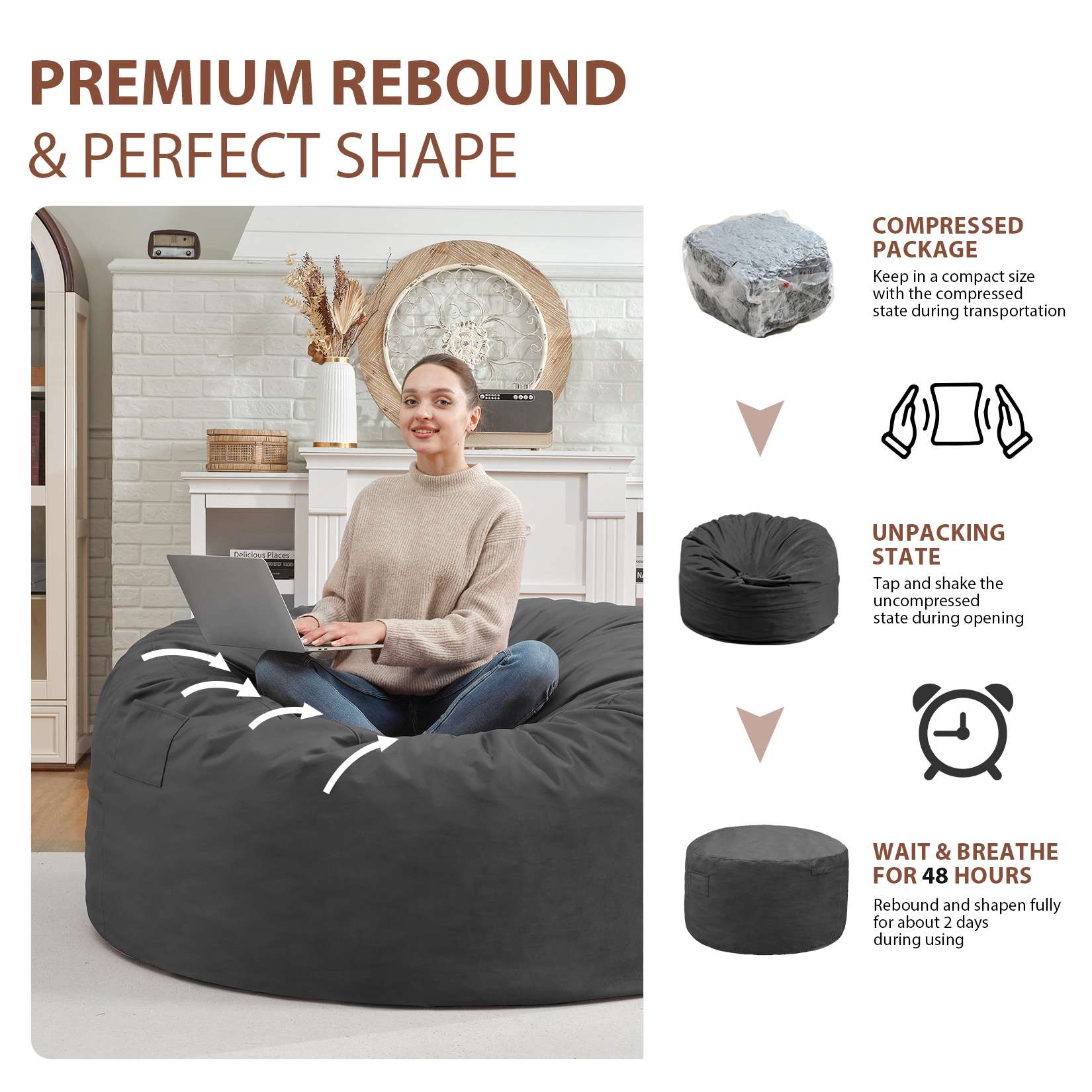 Avocahom Dutch Velvet Bean Bag Chair