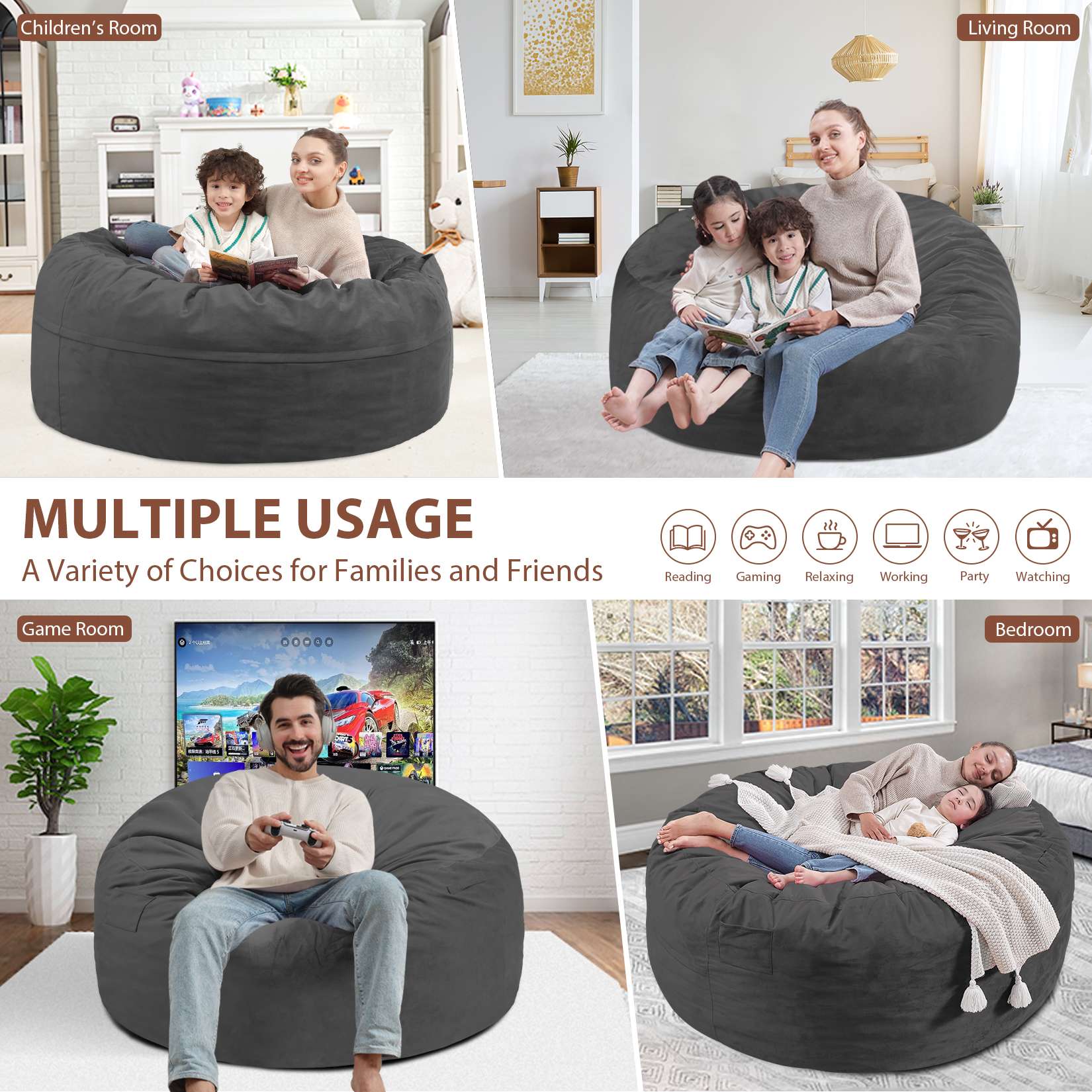 Avocahom Dutch Velvet Bean Bag Chair