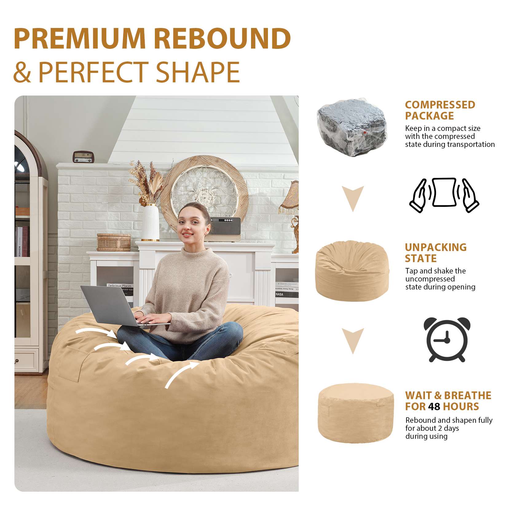 Avocahom Dutch Velvet Bean Bag Chair