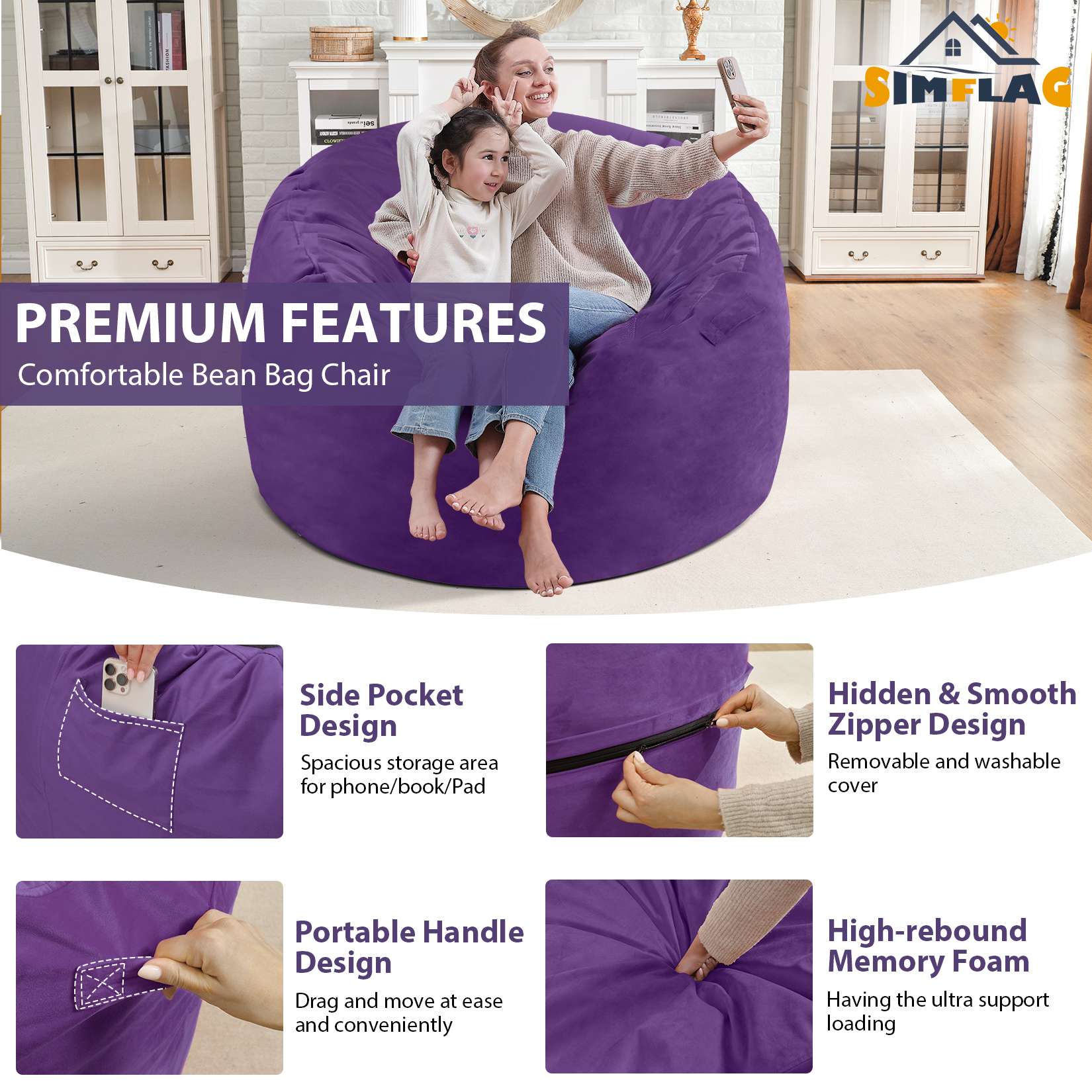 Avocahom Dutch Velvet Bean Bag Chair