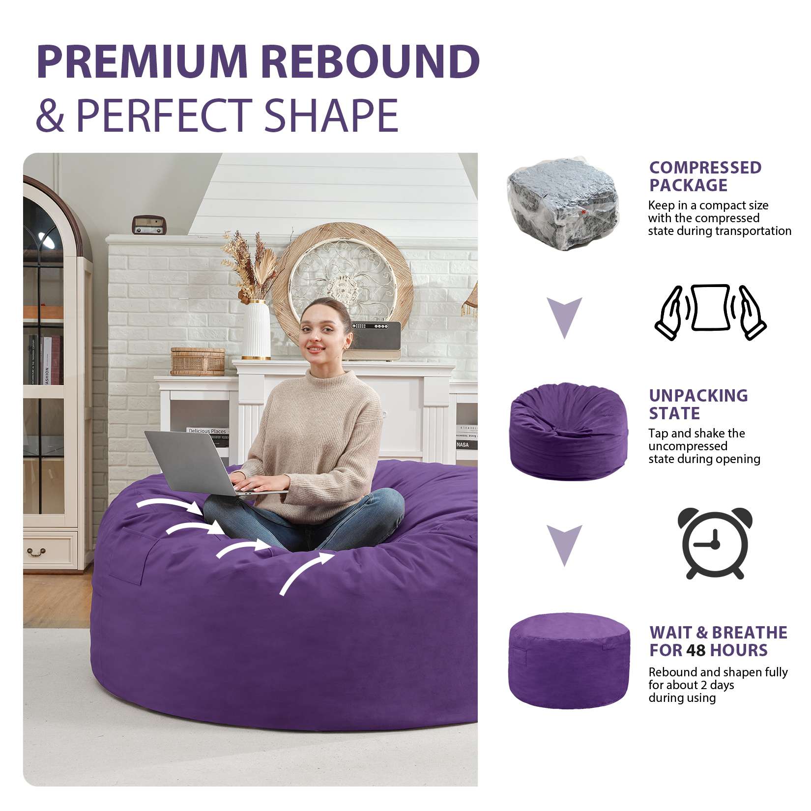 Avocahom Dutch Velvet Bean Bag Chair