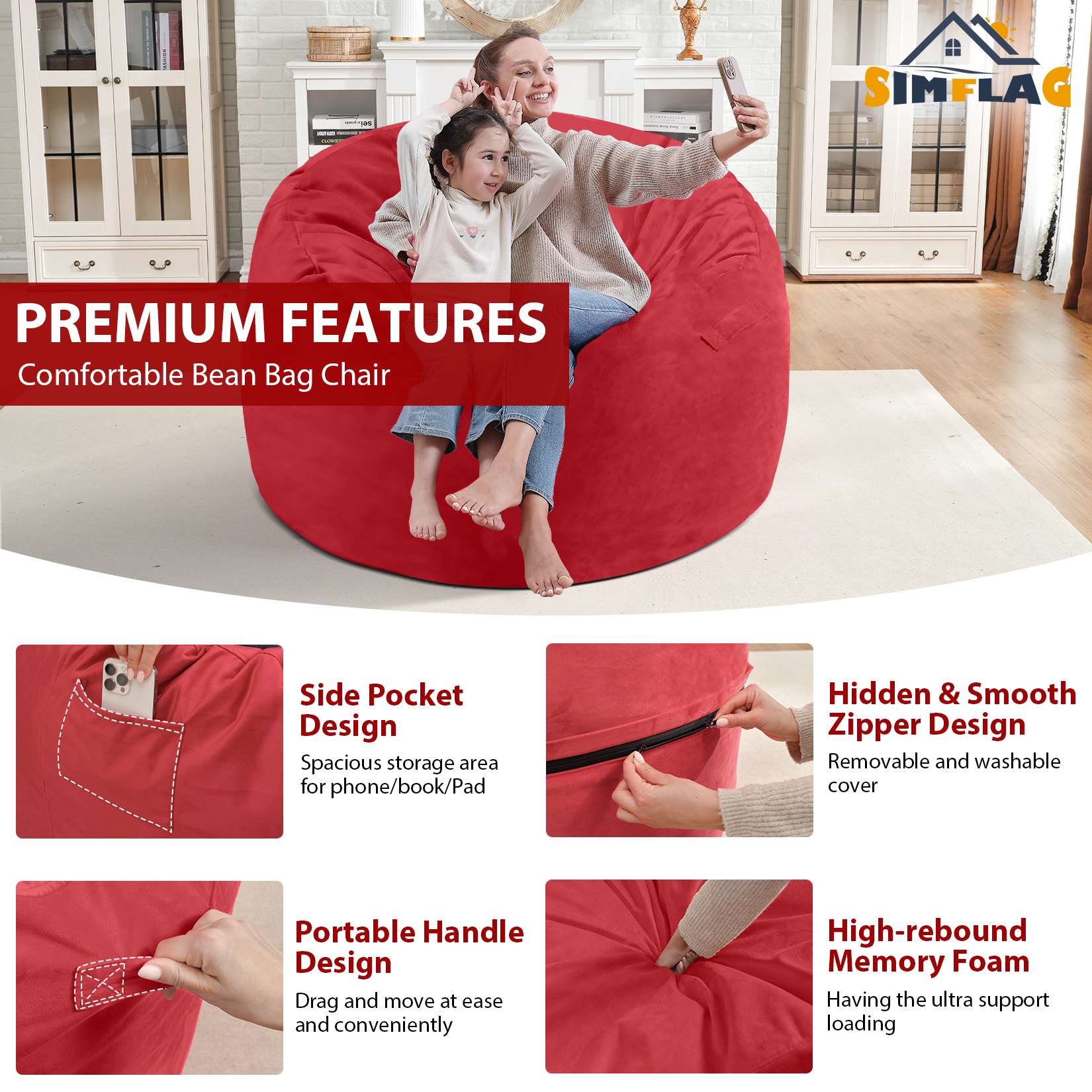 Avocahom Dutch Velvet Bean Bag Chair
