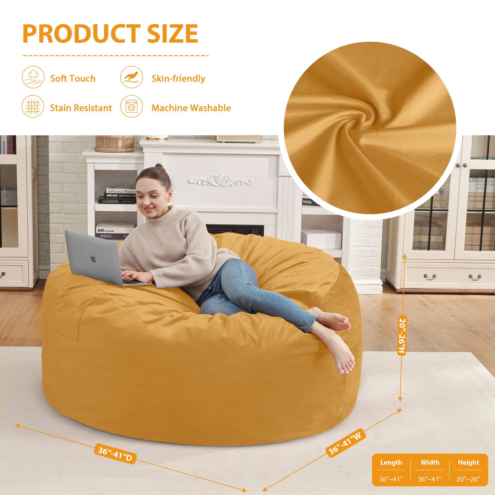 Avocahom Dutch Velvet Bean Bag Chair