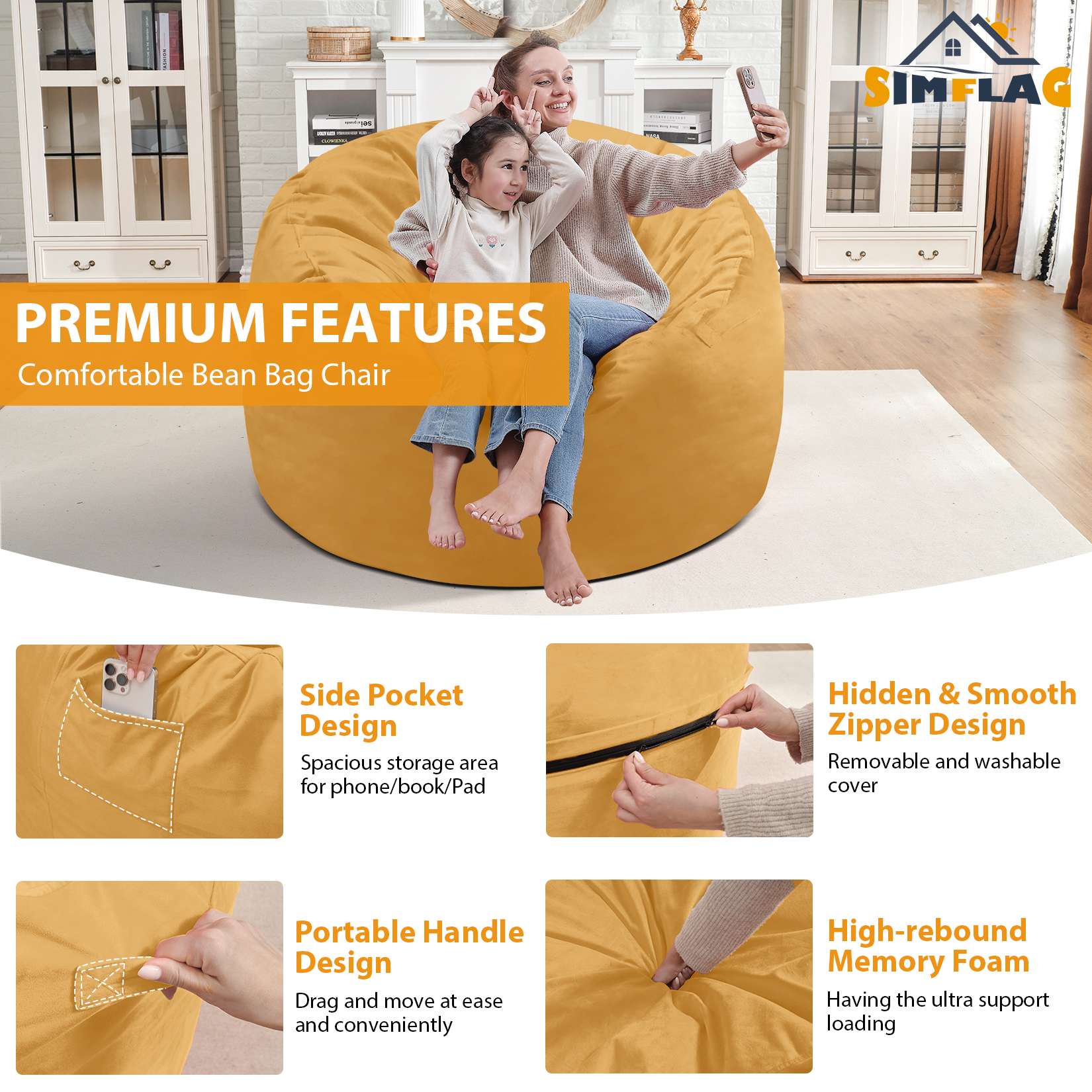 Avocahom Dutch Velvet Bean Bag Chair