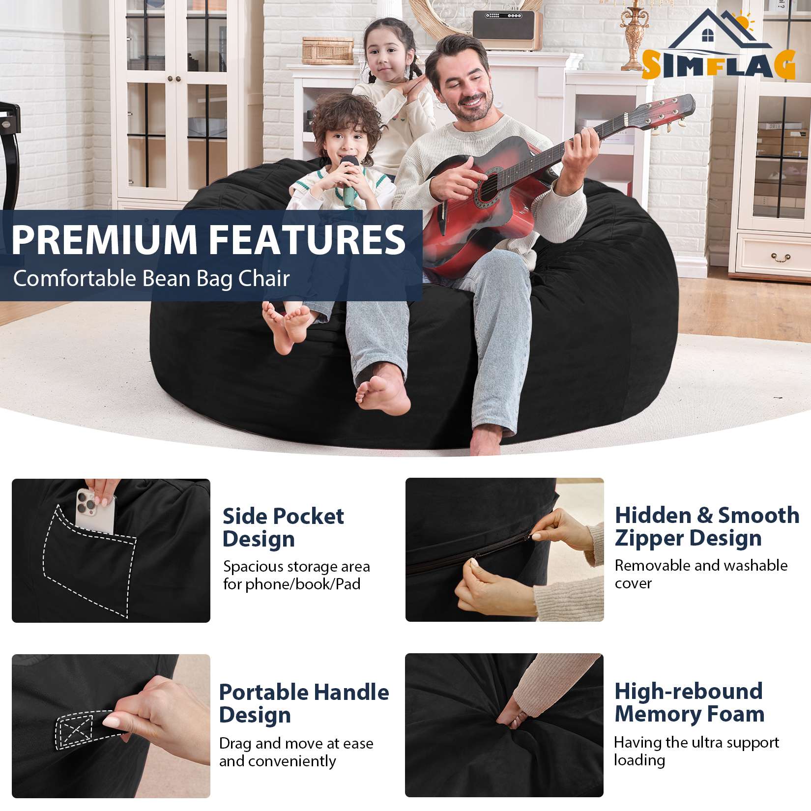 Avocahom Dutch Velvet Bean Bag Chair