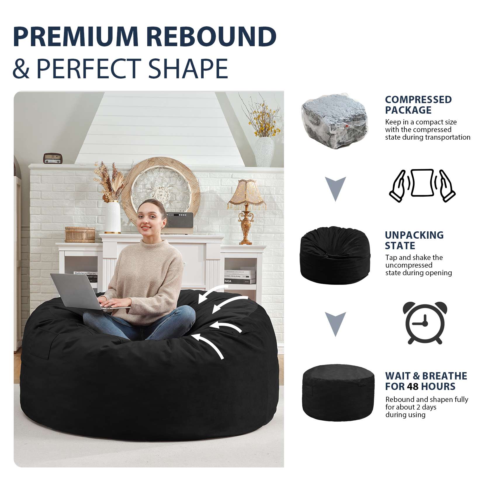 Avocahom Dutch Velvet Bean Bag Chair