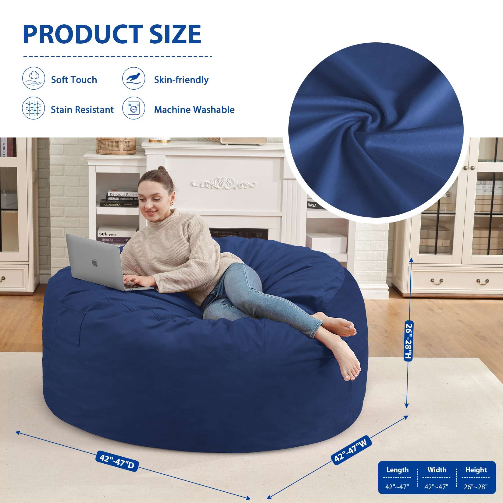 Avocahom Dutch Velvet Bean Bag Chair