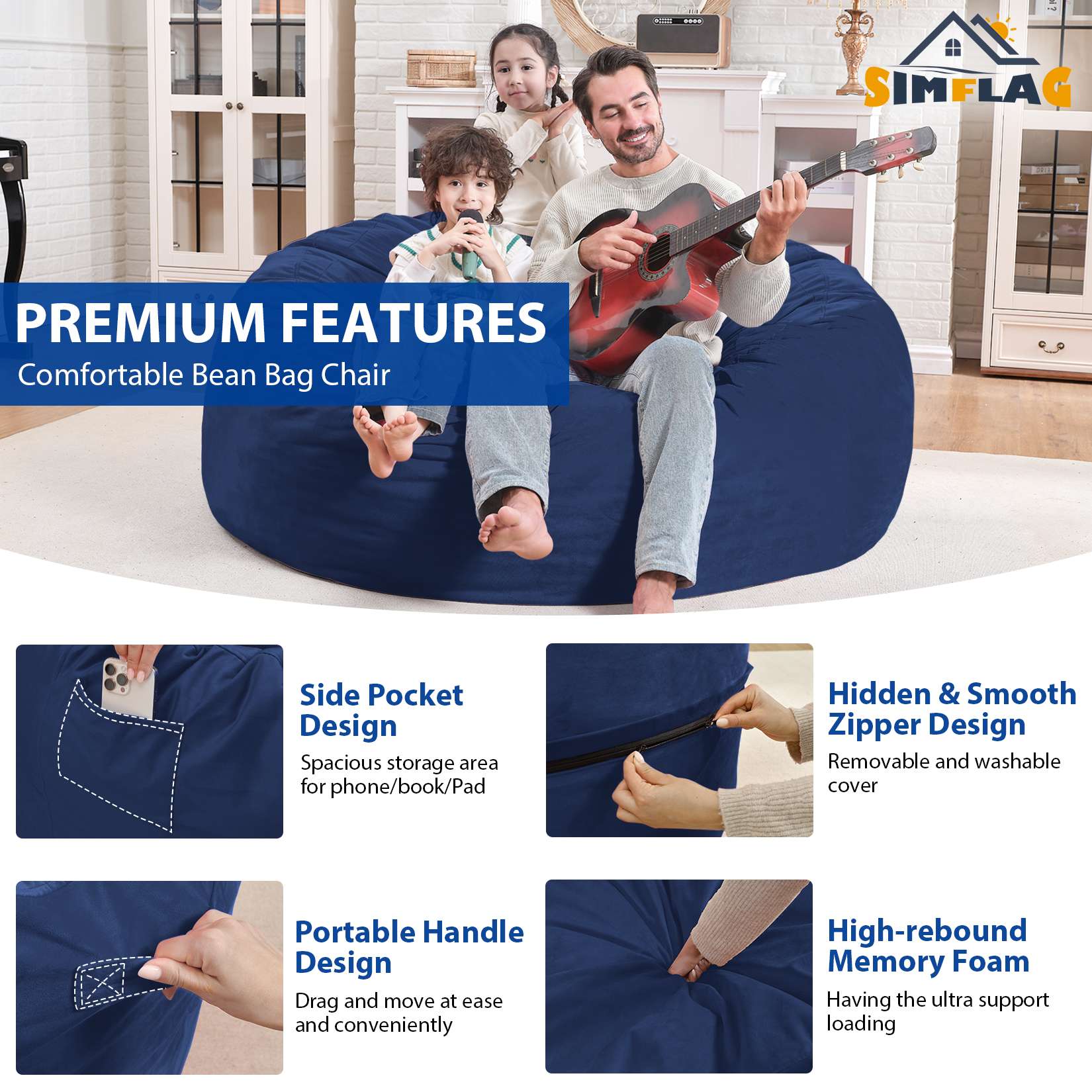 Avocahom Dutch Velvet Bean Bag Chair