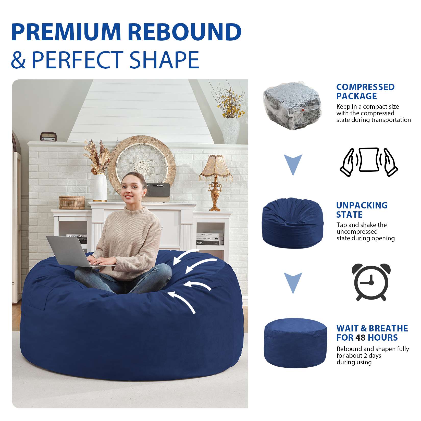 Avocahom Dutch Velvet Bean Bag Chair