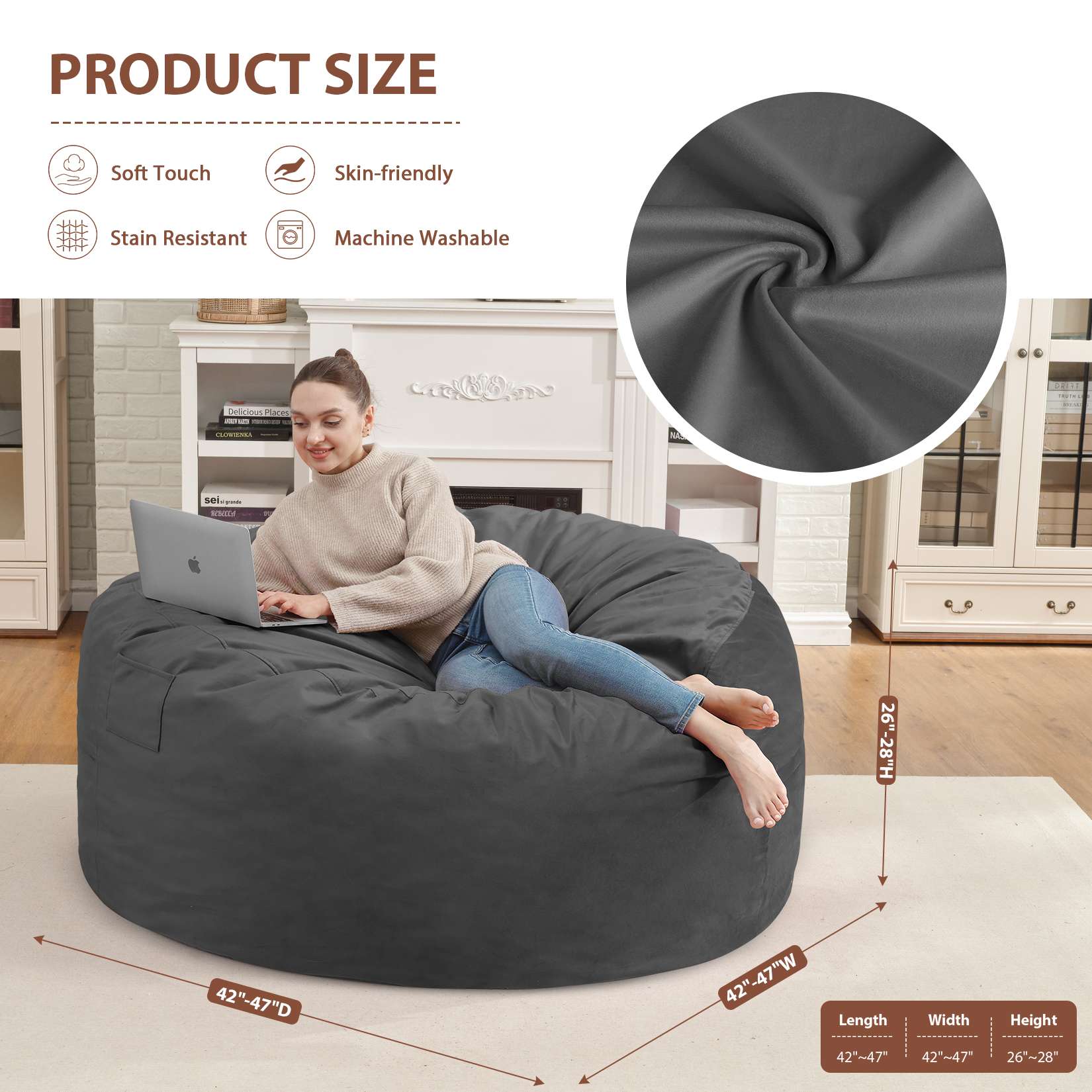 Avocahom Dutch Velvet Bean Bag Chair