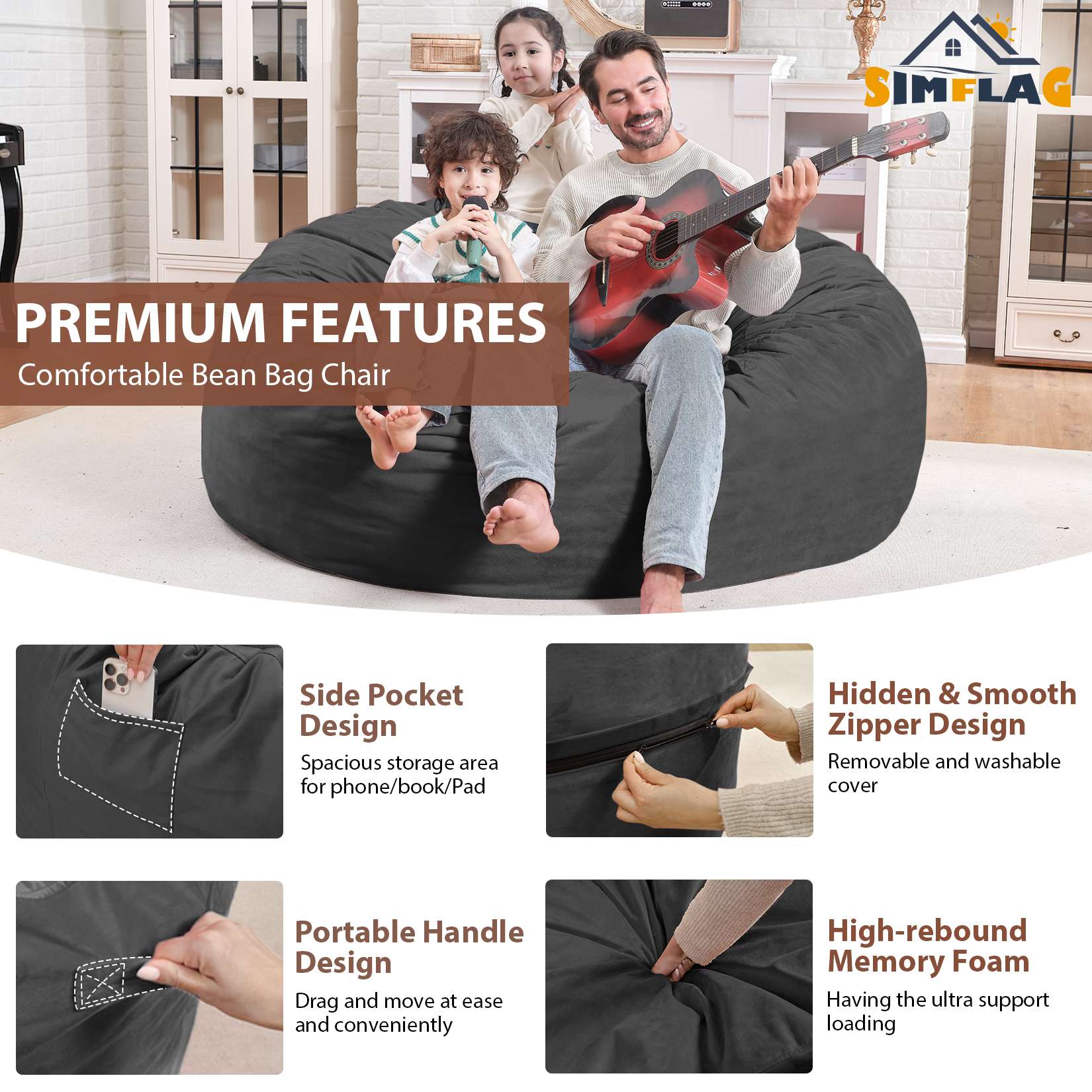 Avocahom Dutch Velvet Bean Bag Chair
