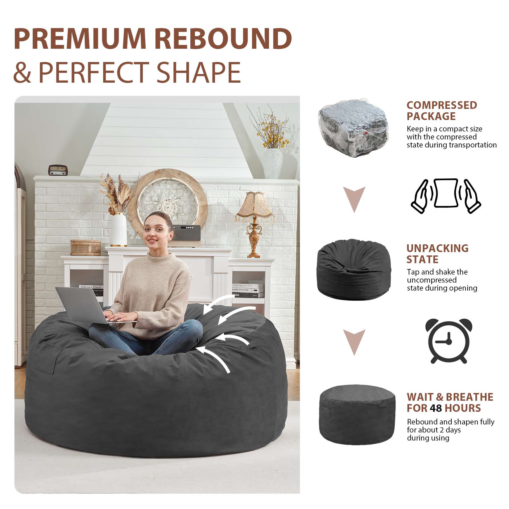 Avocahom Dutch Velvet Bean Bag Chair