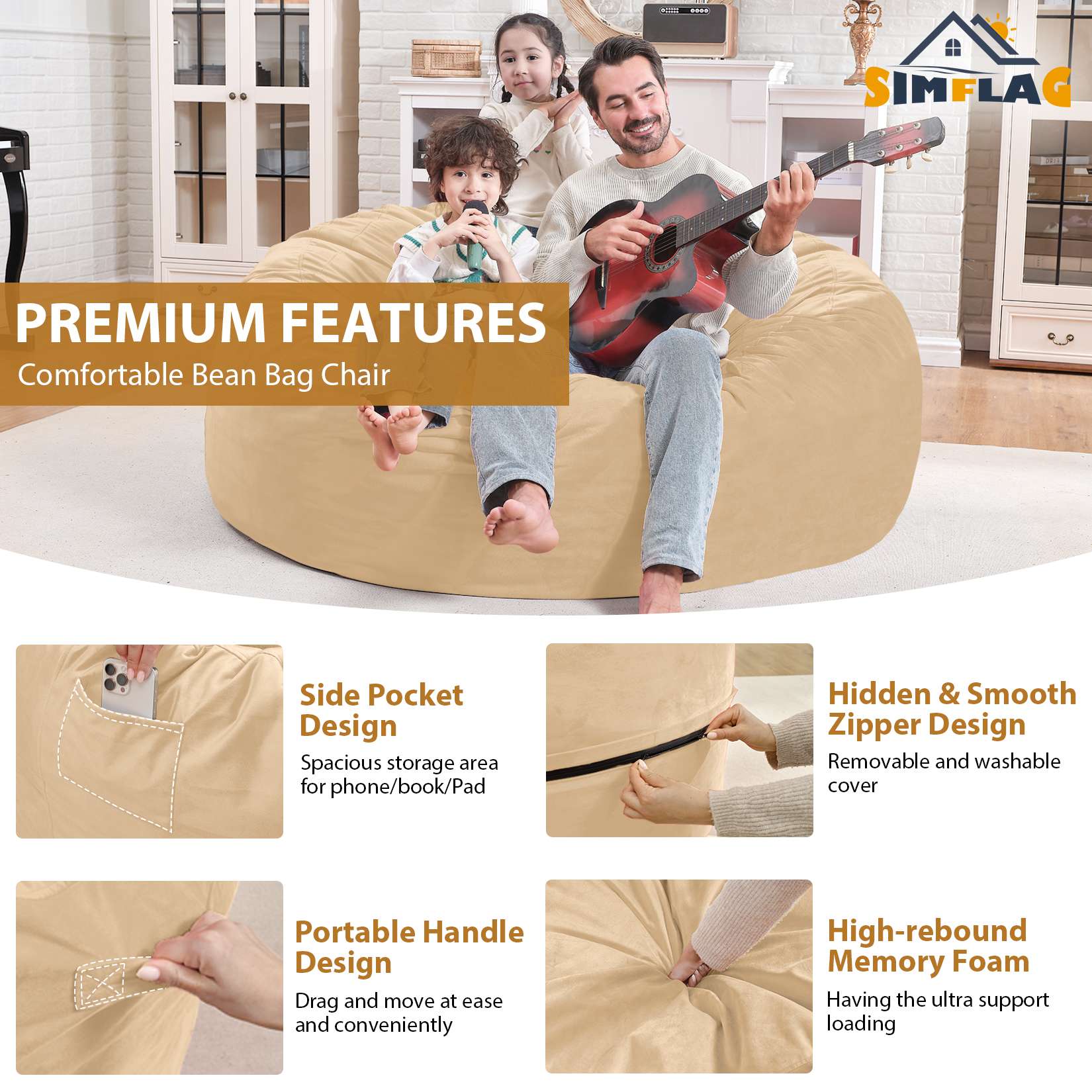 Avocahom Dutch Velvet Bean Bag Chair