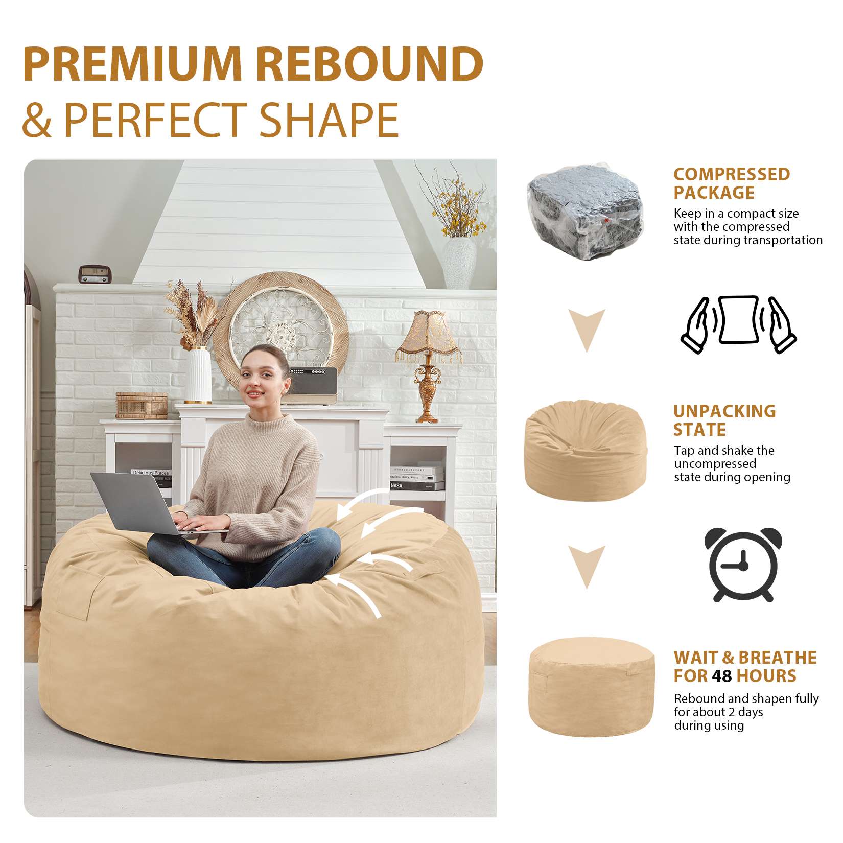 Avocahom Dutch Velvet Bean Bag Chair