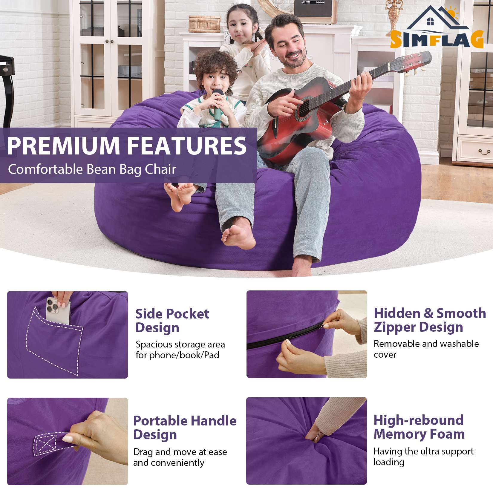 Avocahom Dutch Velvet Bean Bag Chair