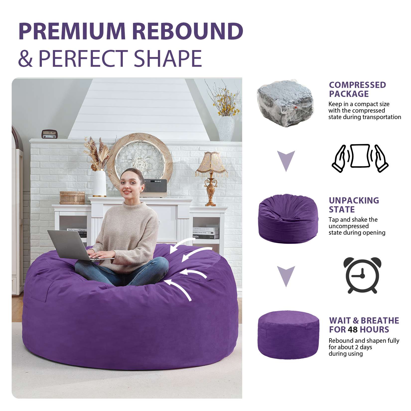 Avocahom Dutch Velvet Bean Bag Chair
