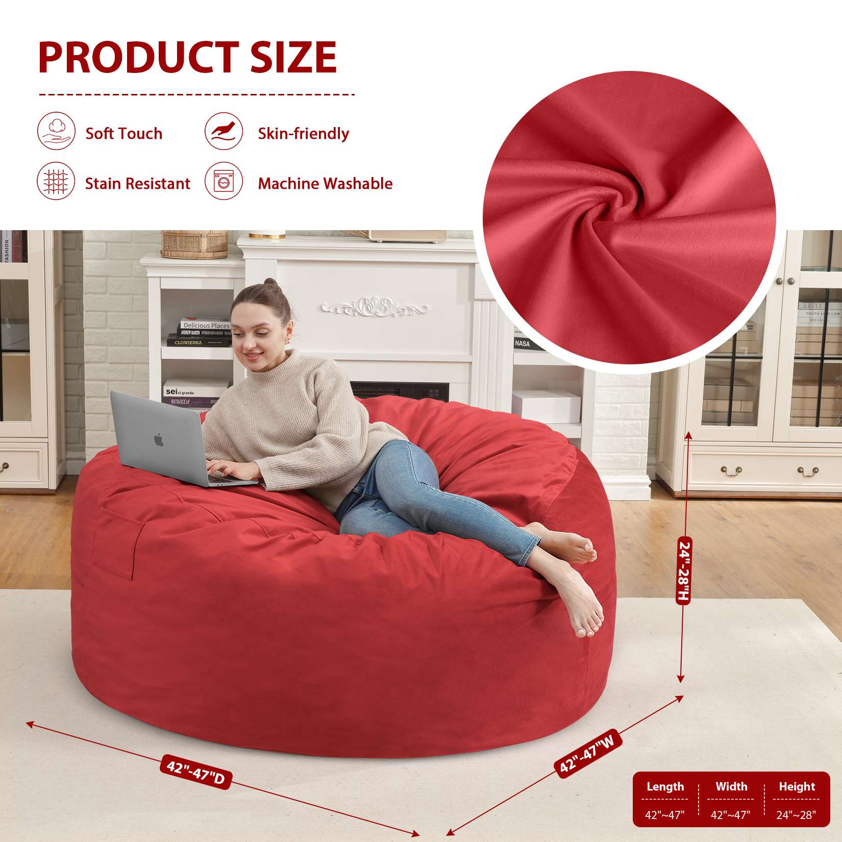 Avocahom Dutch Velvet Bean Bag Chair