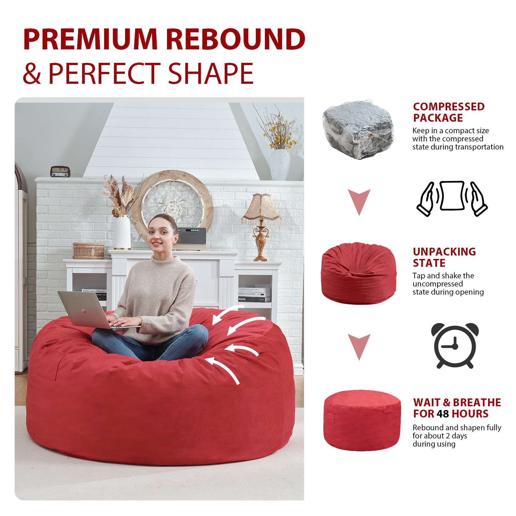 Avocahom Dutch Velvet Bean Bag Chair