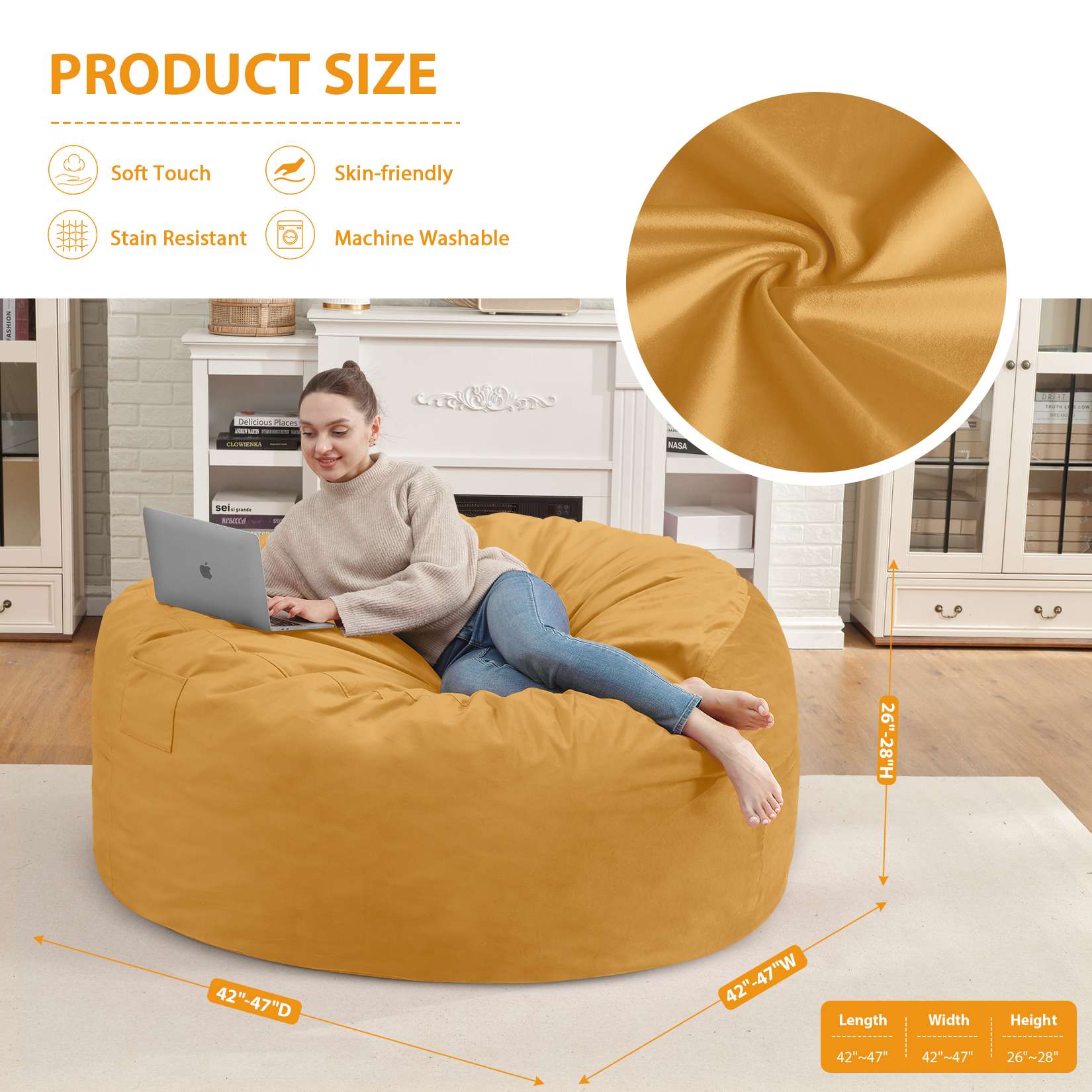 Avocahom Dutch Velvet Bean Bag Chair