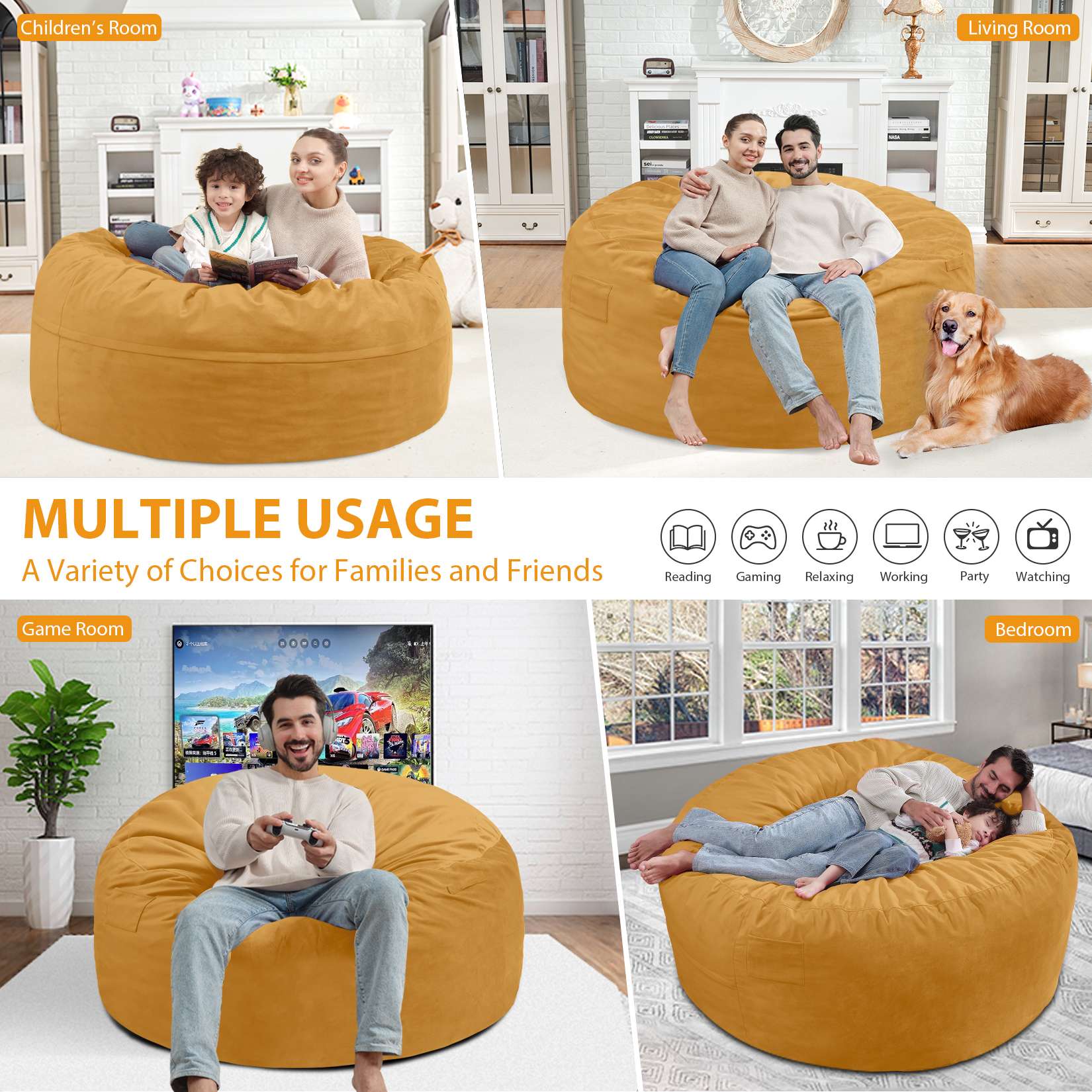 Avocahom Dutch Velvet Bean Bag Chair