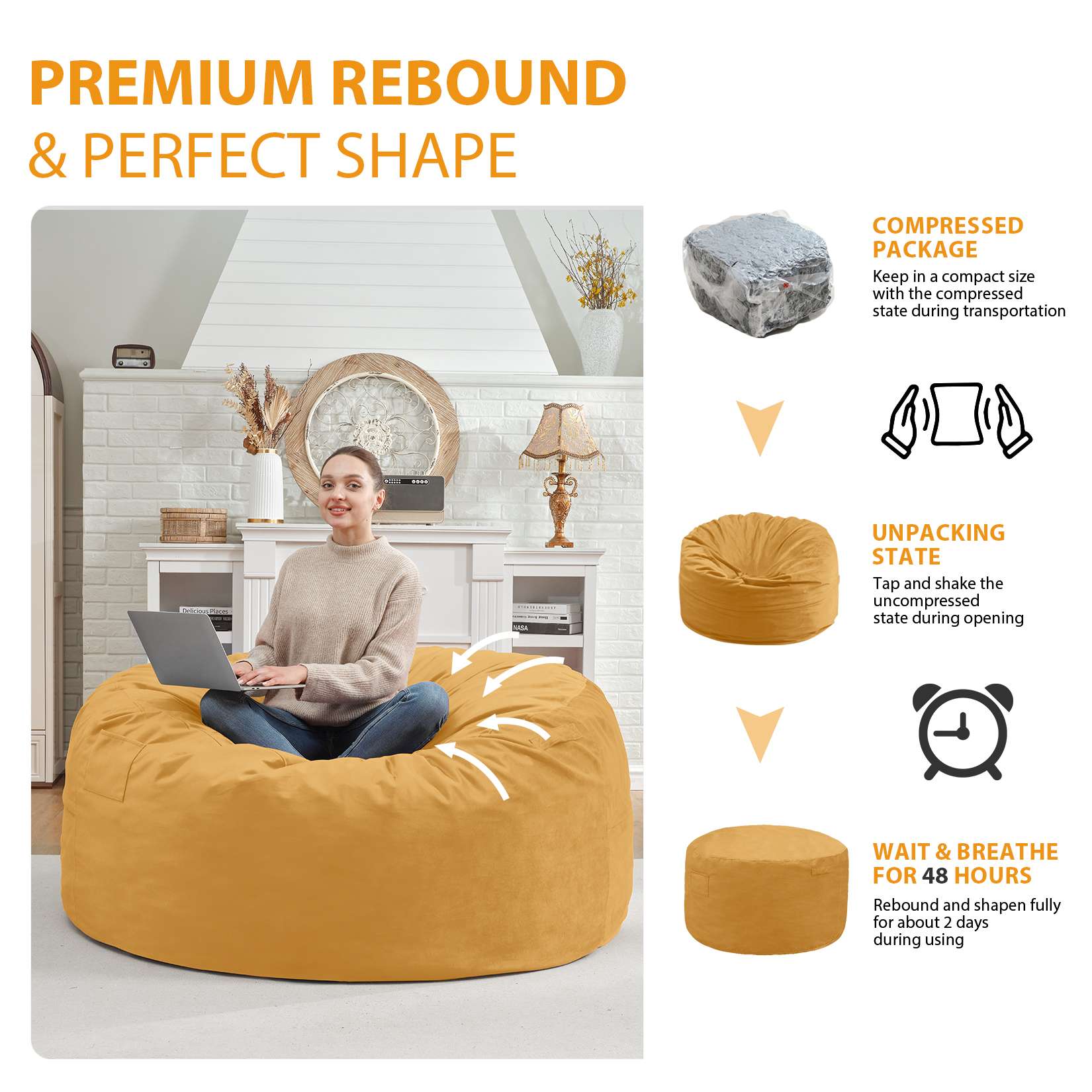 Avocahom Dutch Velvet Bean Bag Chair