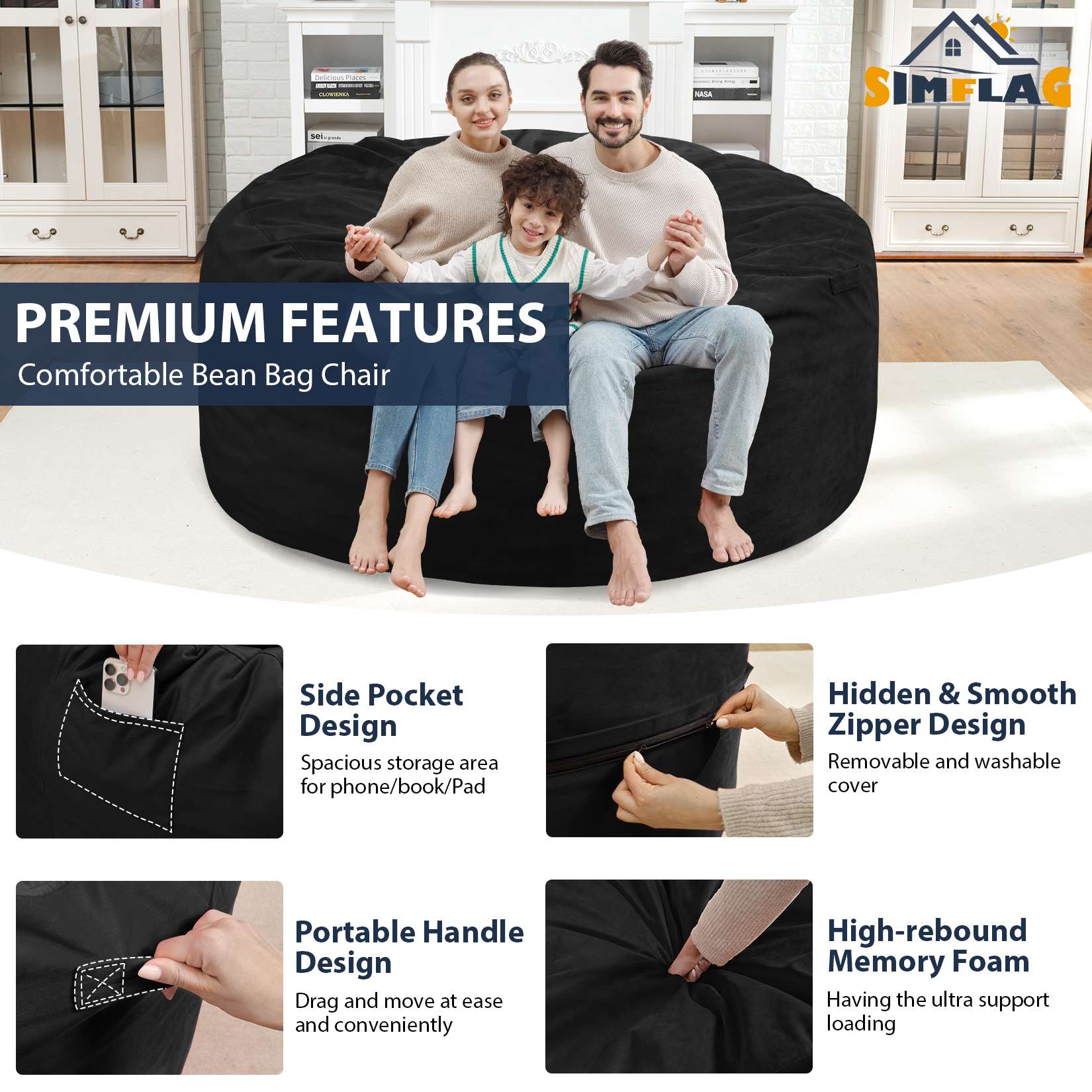 Avocahom Dutch Velvet Bean Bag Chair