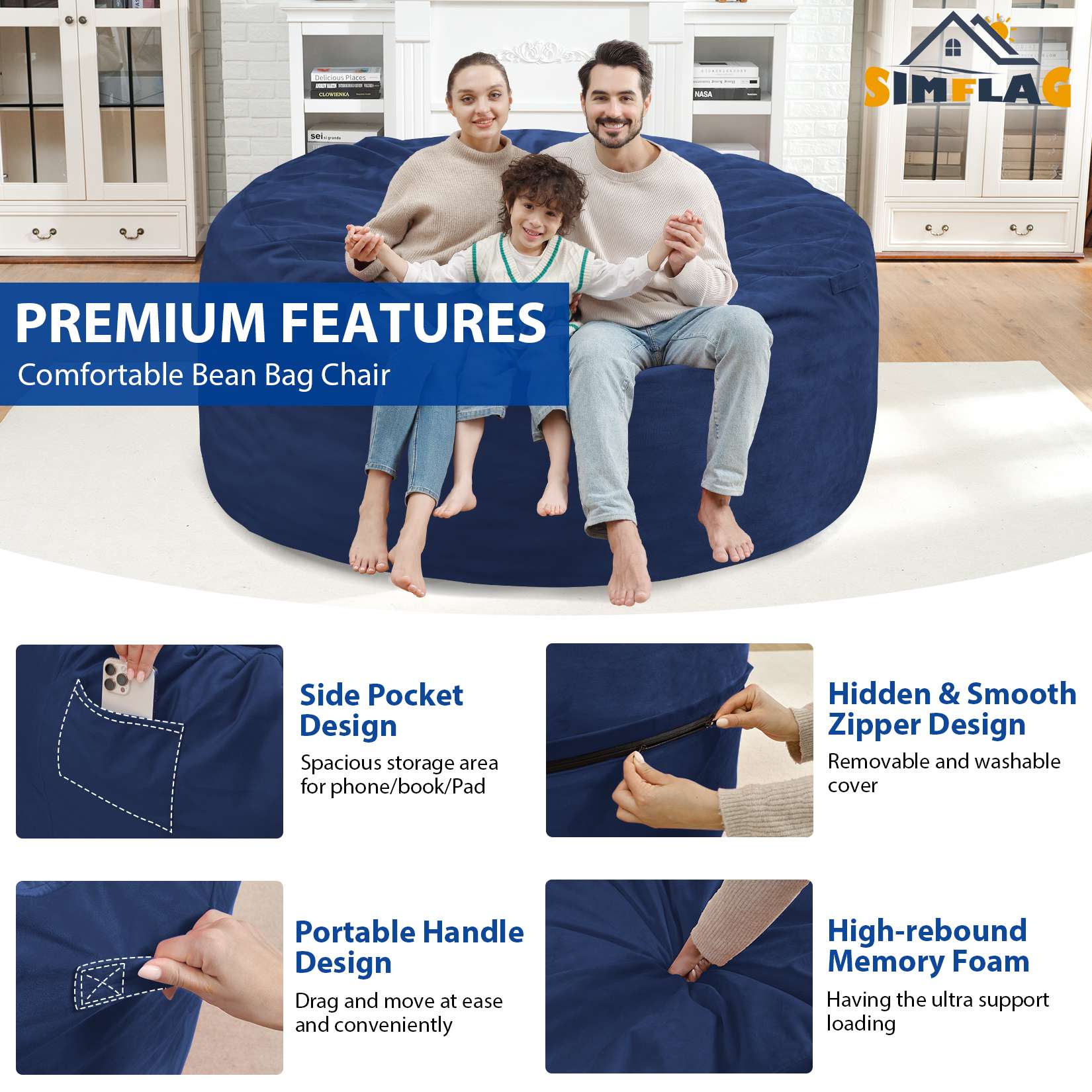 Avocahom Dutch Velvet Bean Bag Chair