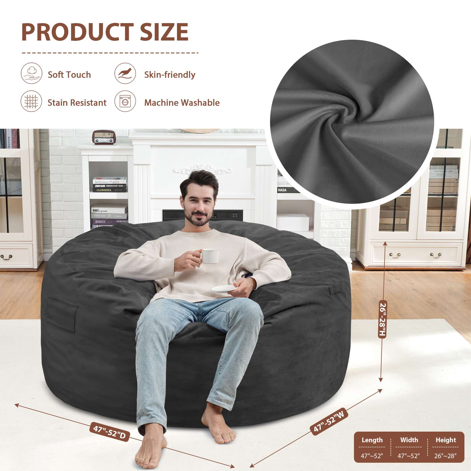 Avocahom Dutch Velvet Bean Bag Chair