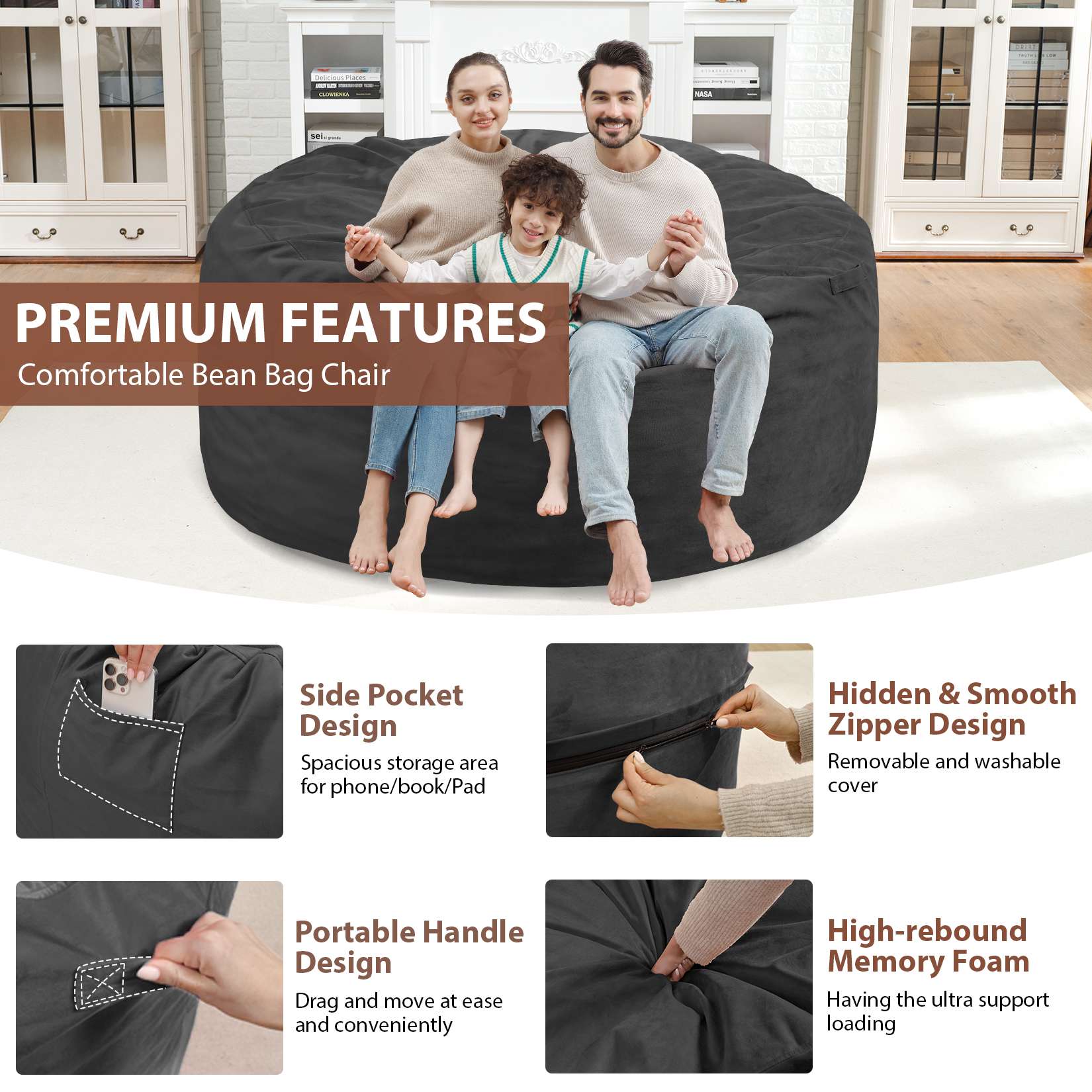 Avocahom Dutch Velvet Bean Bag Chair