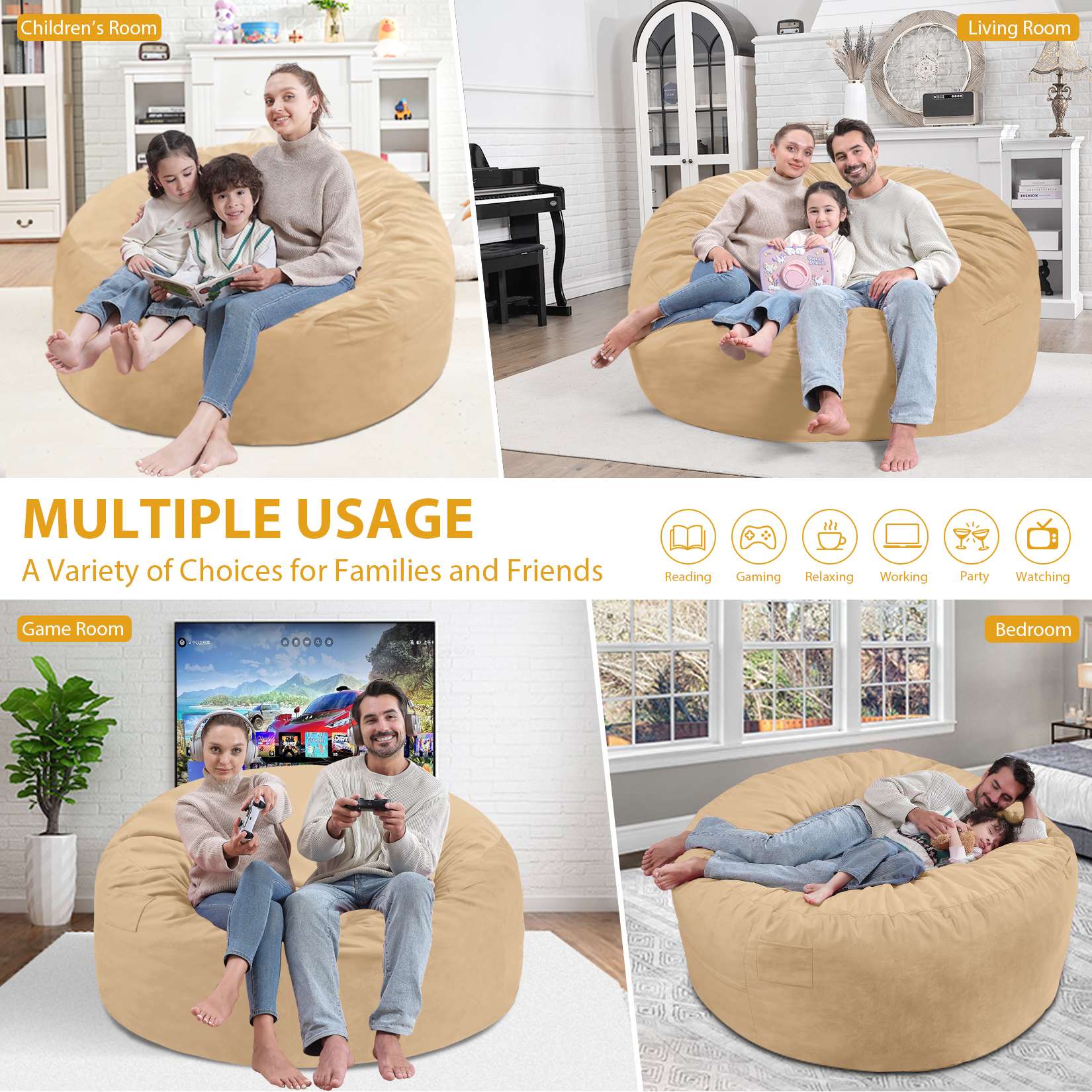 Avocahom Dutch Velvet Bean Bag Chair