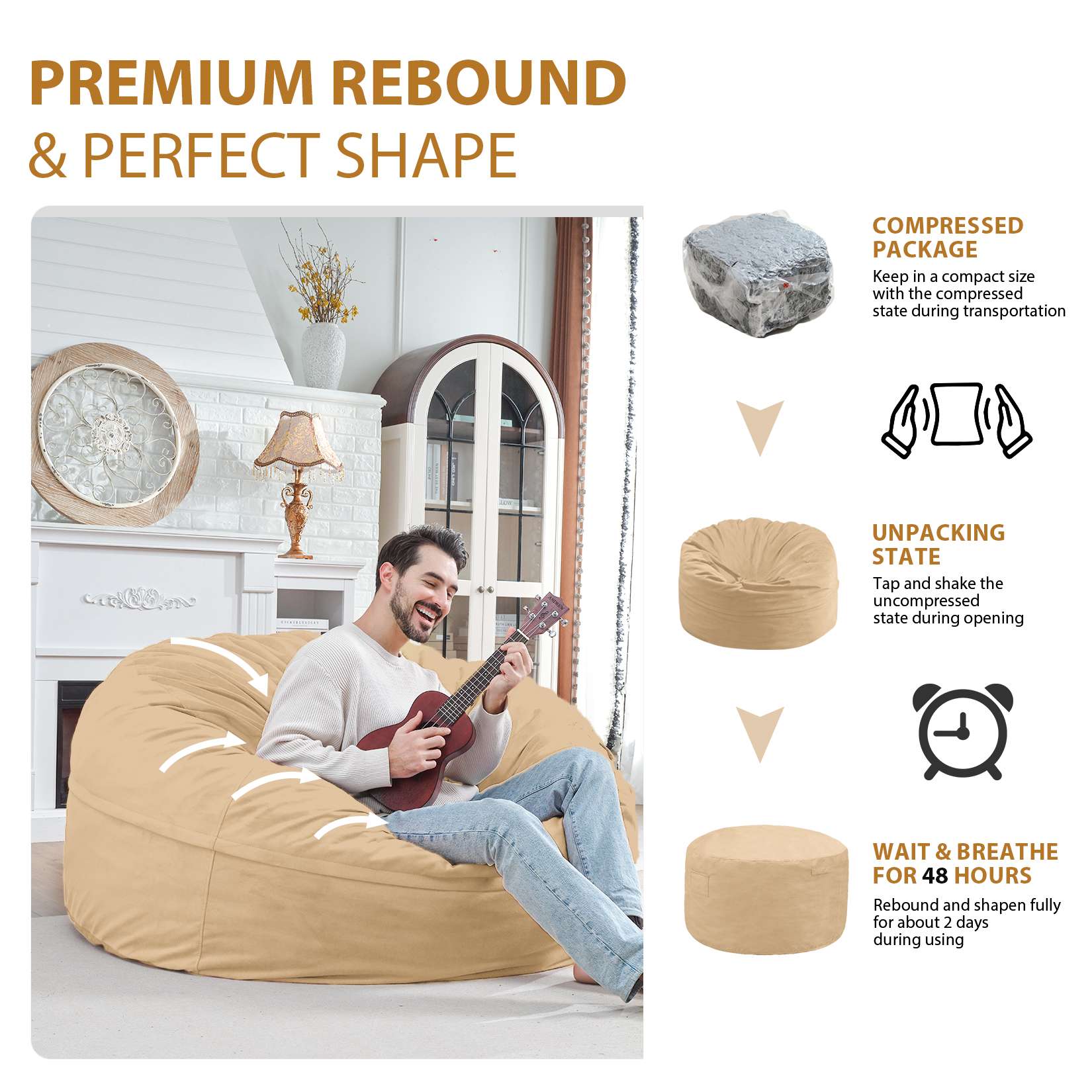 Avocahom Dutch Velvet Bean Bag Chair