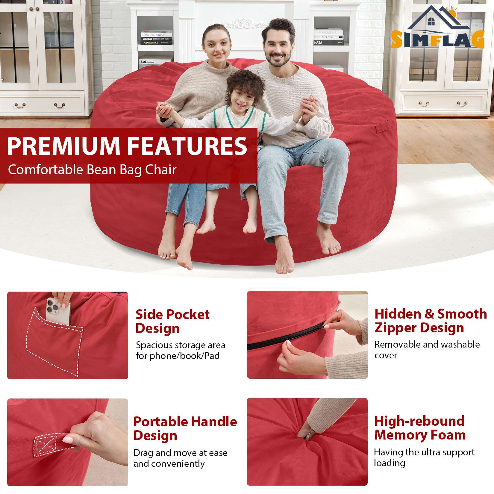 Avocahom Dutch Velvet Bean Bag Chair