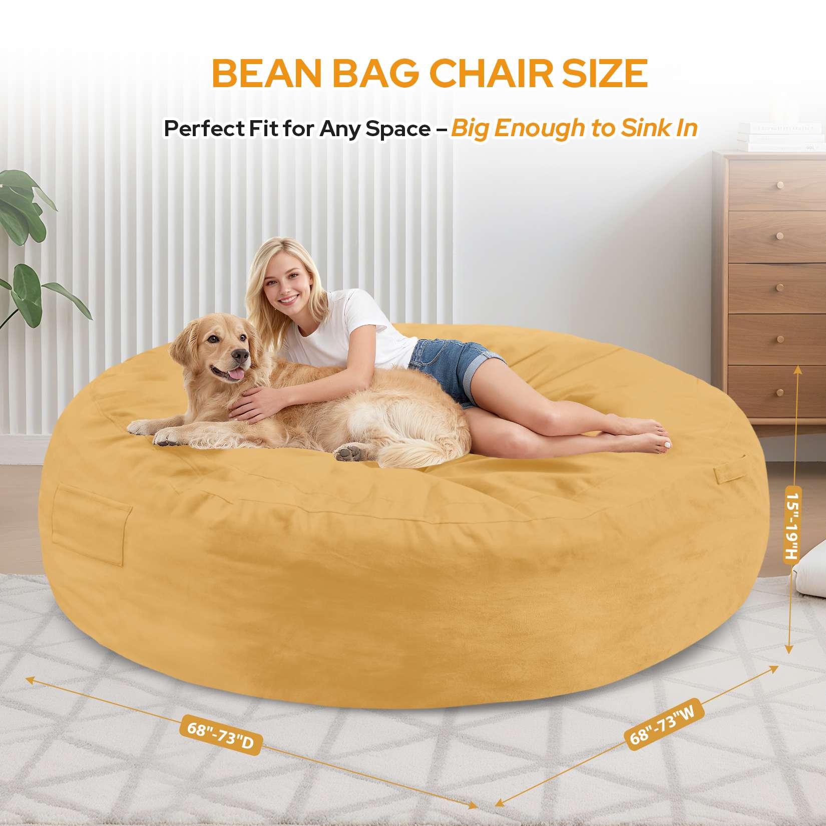 Avocahom Dutch Velvet Bean Bag Chair
