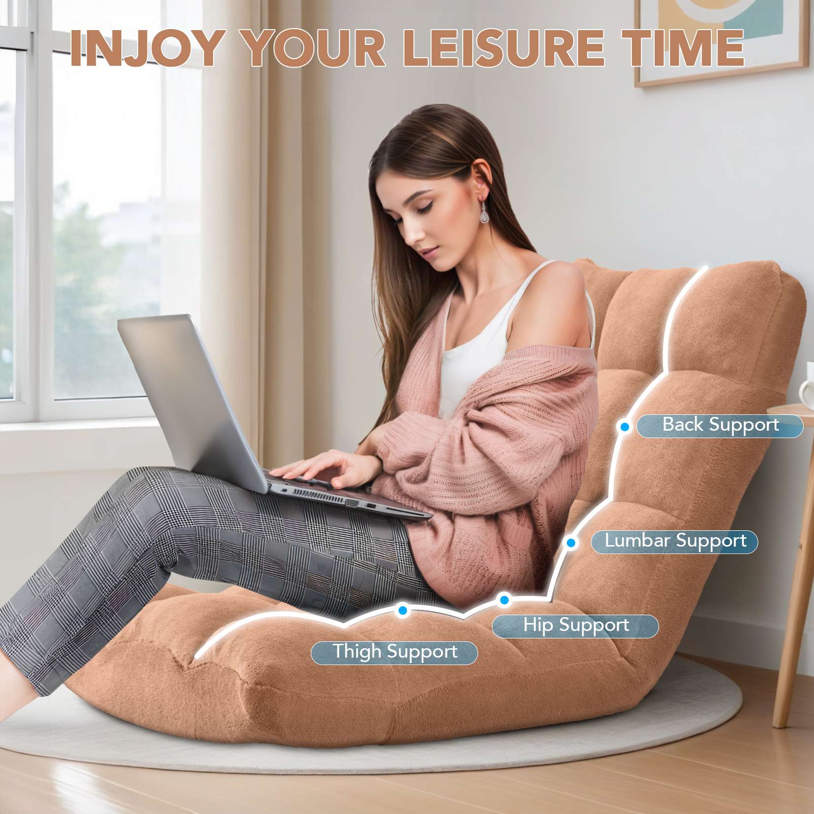 Folding Floor Chair with Back Support