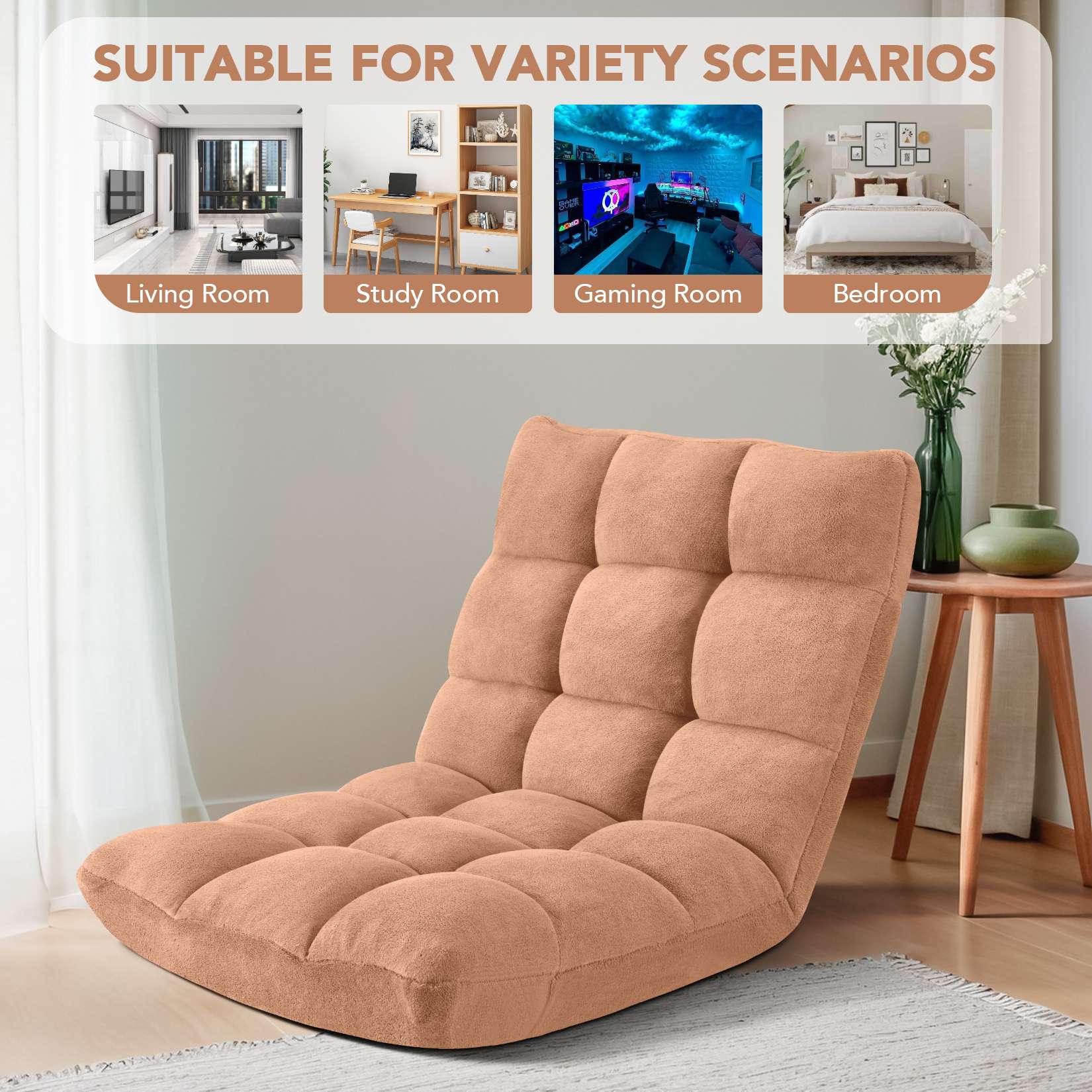 Folding Floor Chair with Back Support