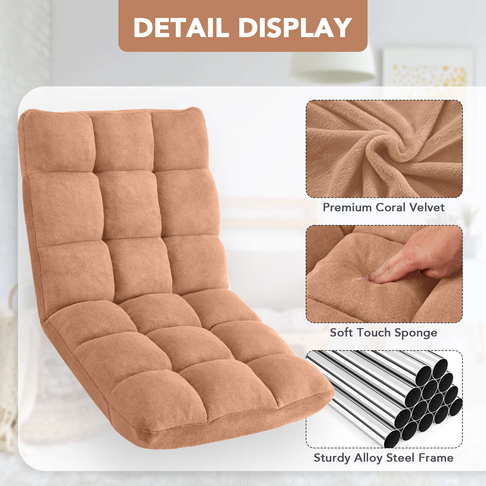 Folding Floor Chair with Back Support