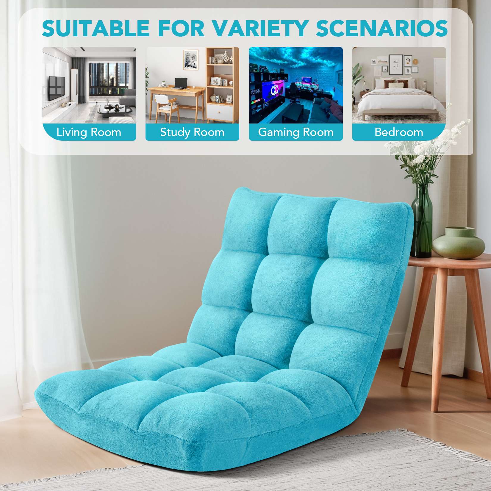 Folding Floor Chair with Back Support