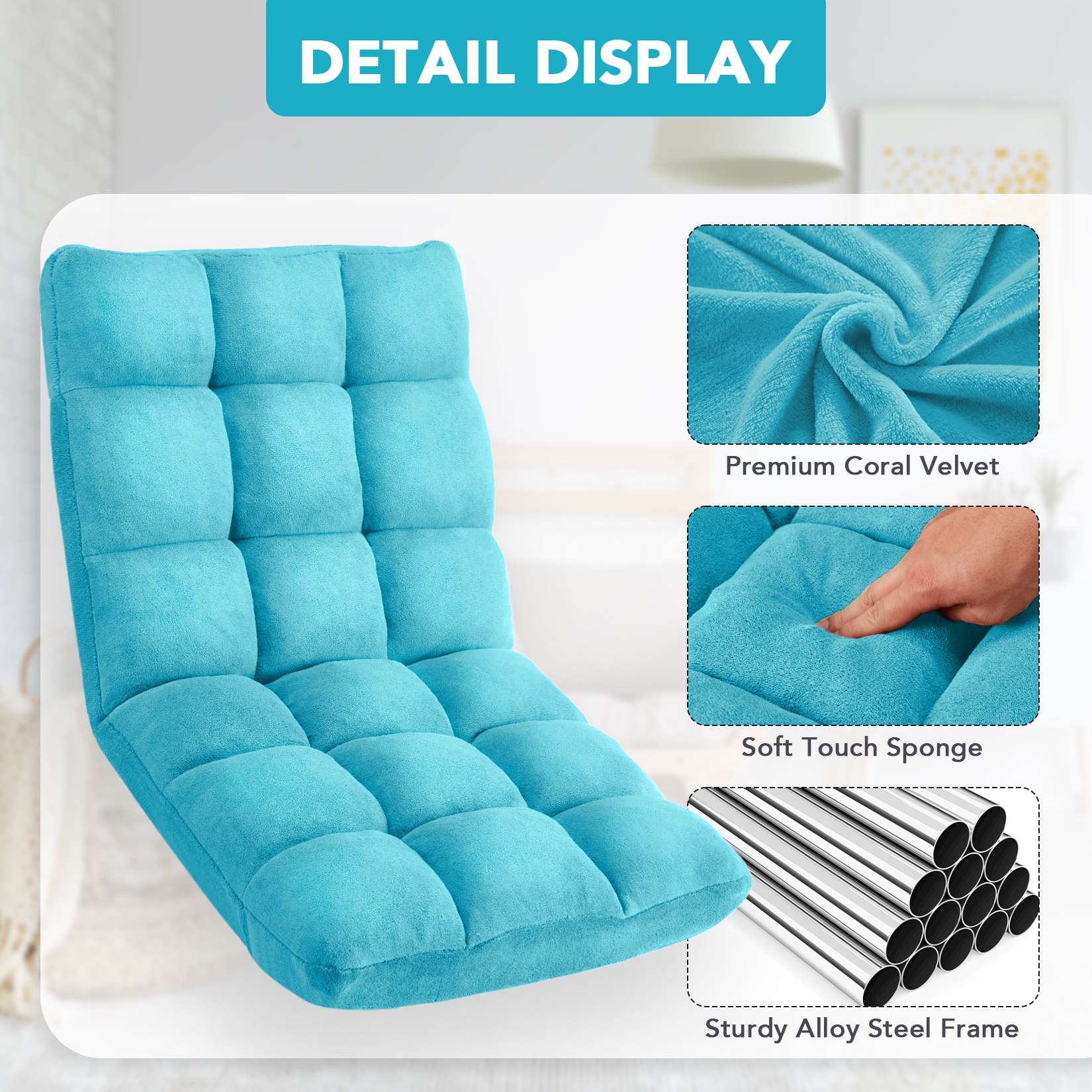 Folding Floor Chair with Back Support