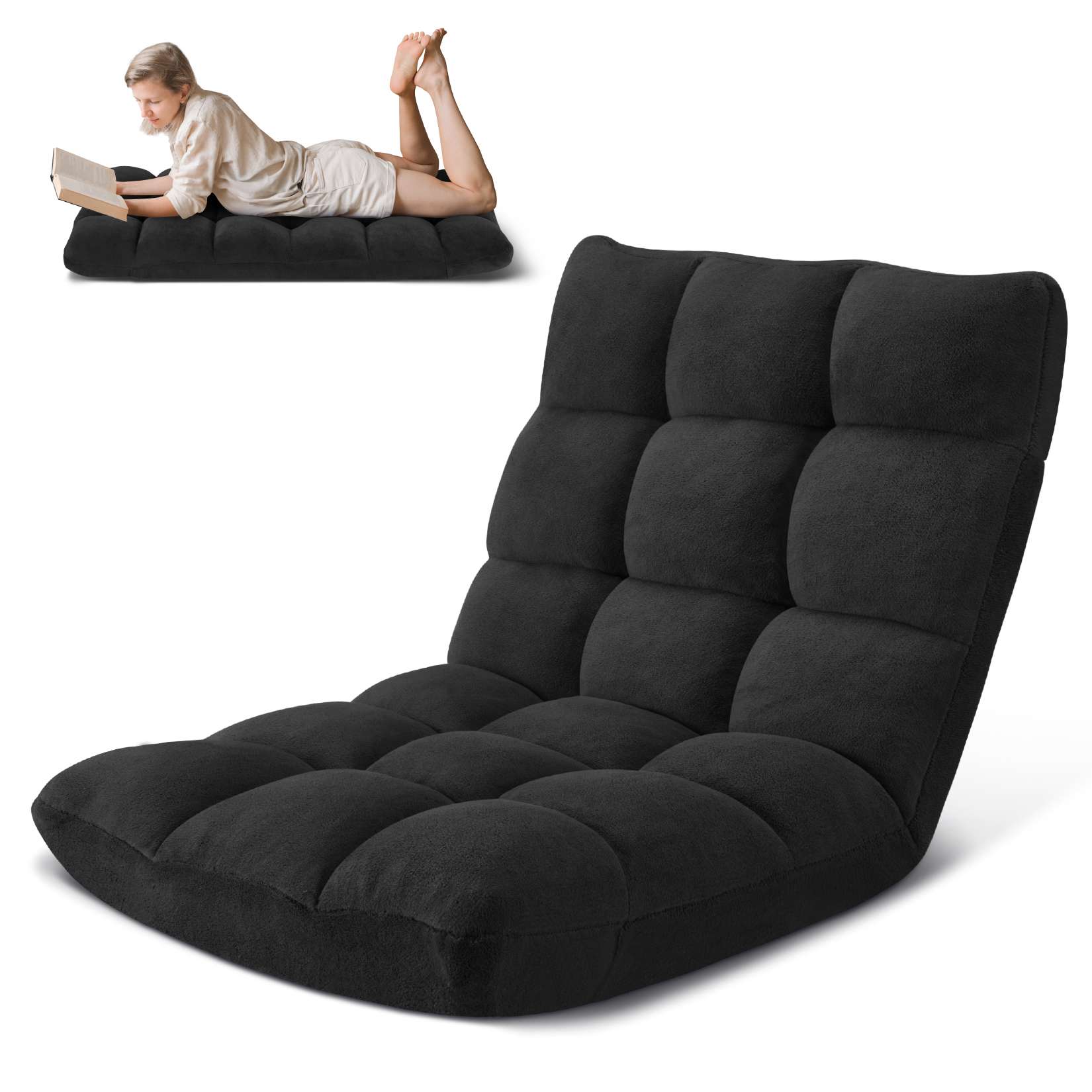 Folding Floor Chair with Back Support