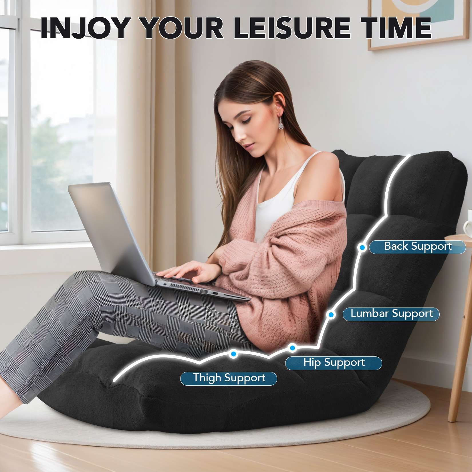 Folding Floor Chair with Back Support