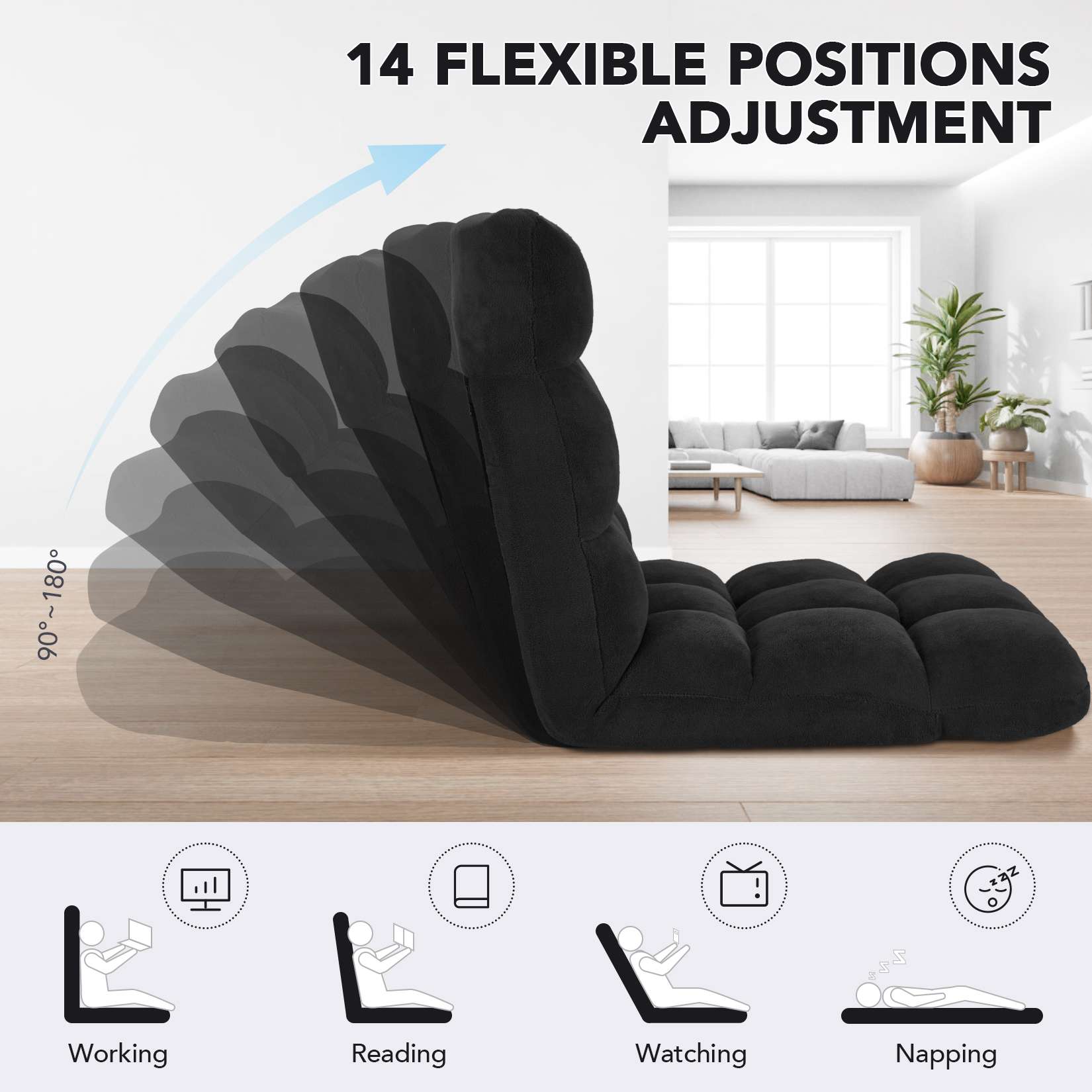 Folding Floor Chair with Back Support