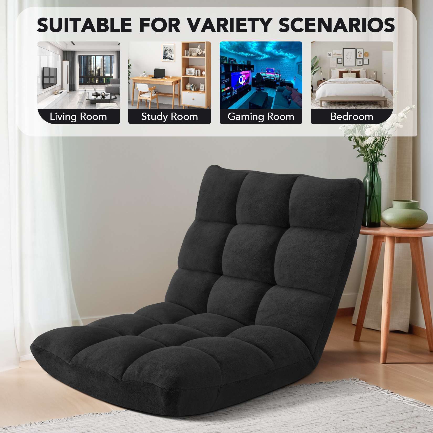 Folding Floor Chair with Back Support