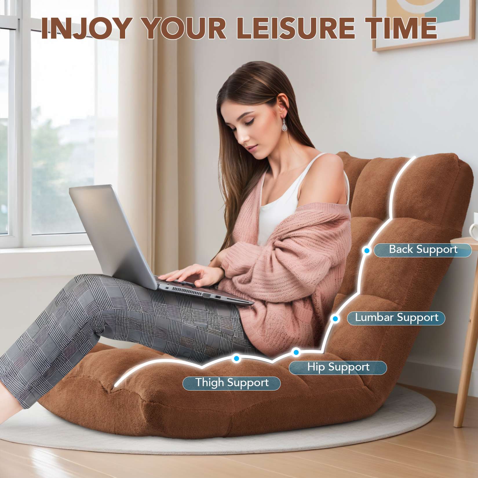 Folding Floor Chair with Back Support