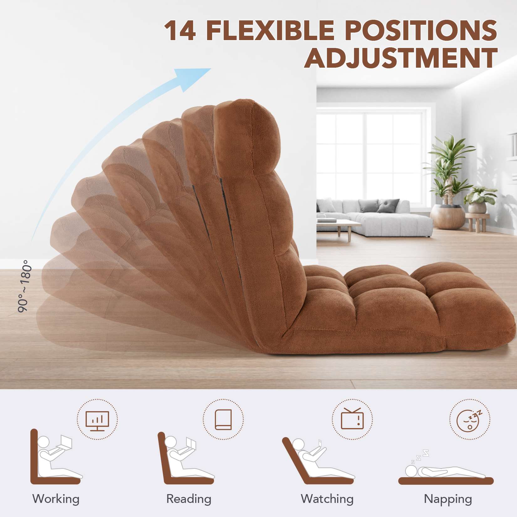 Folding Floor Chair with Back Support