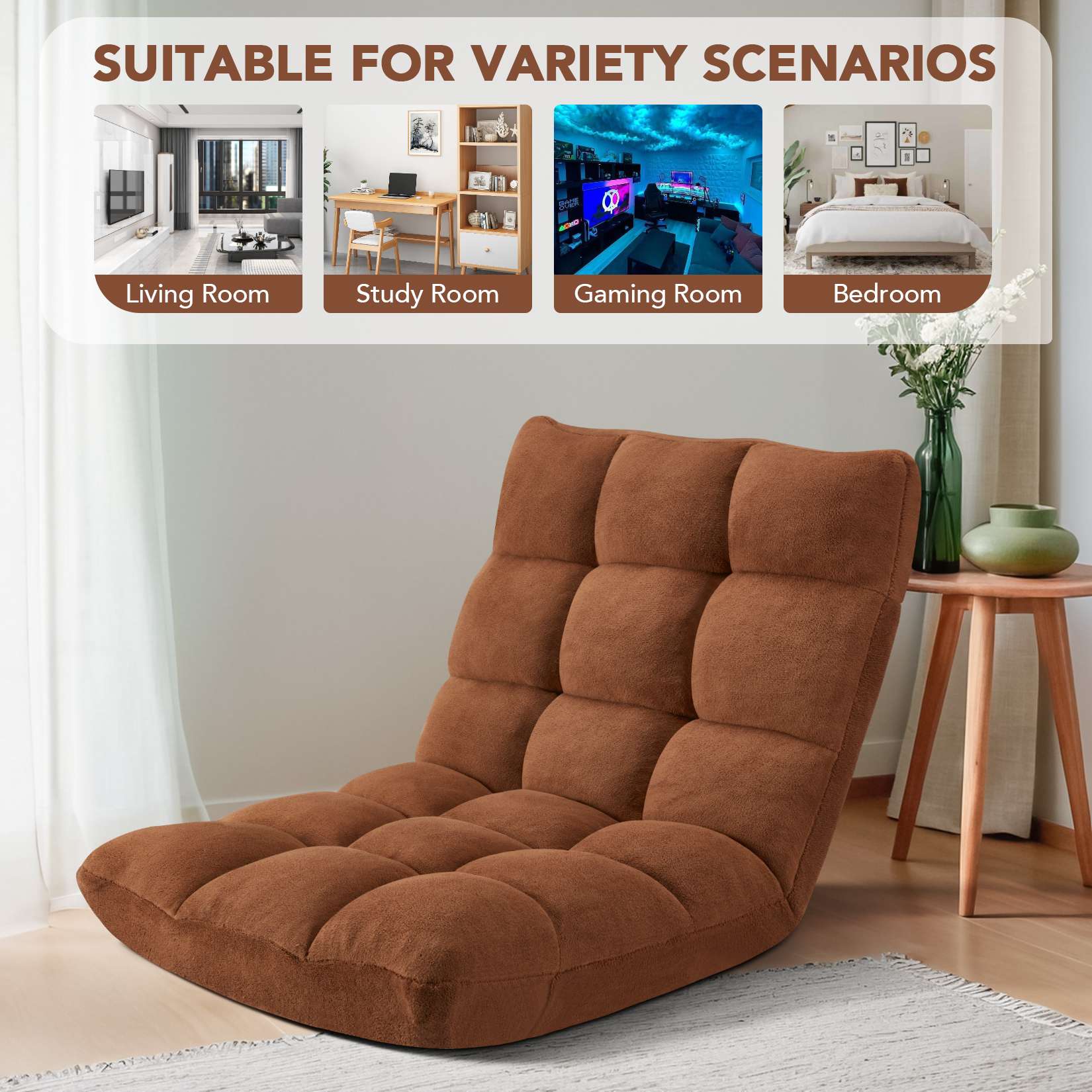 Folding Floor Chair with Back Support