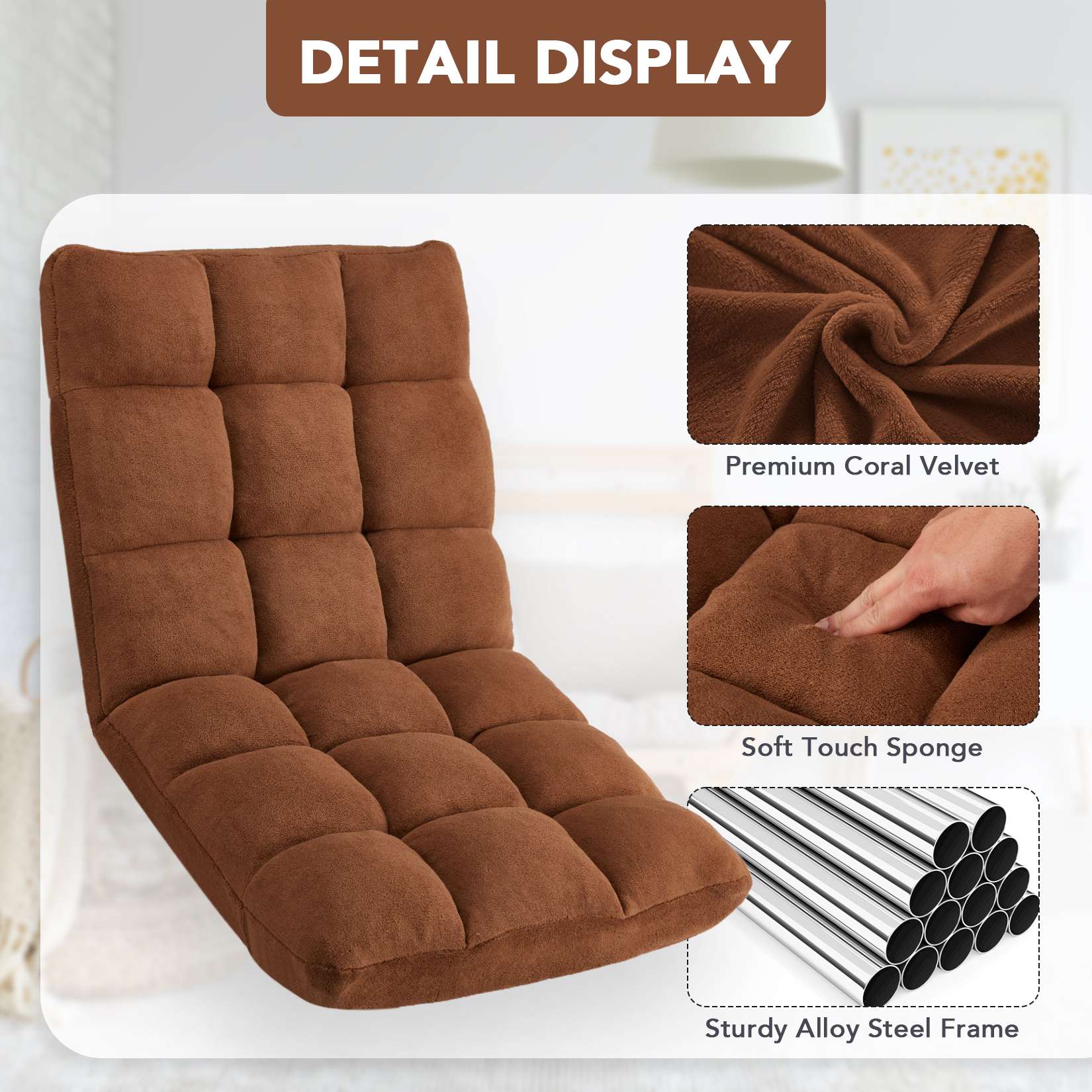 Folding Floor Chair with Back Support