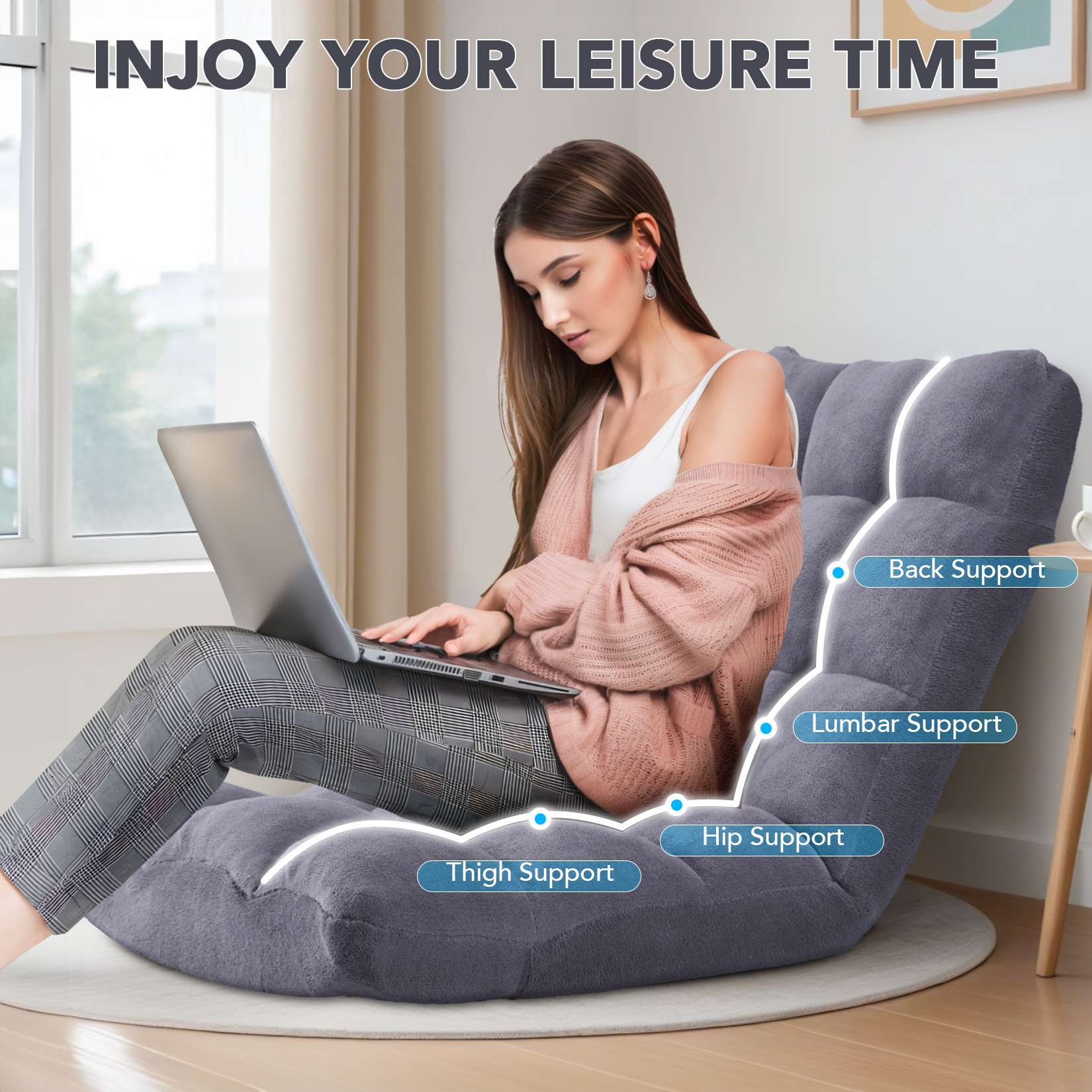 Folding Floor Chair with Back Support