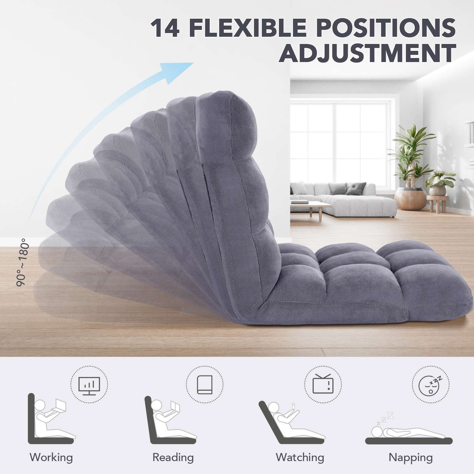 Folding Floor Chair with Back Support