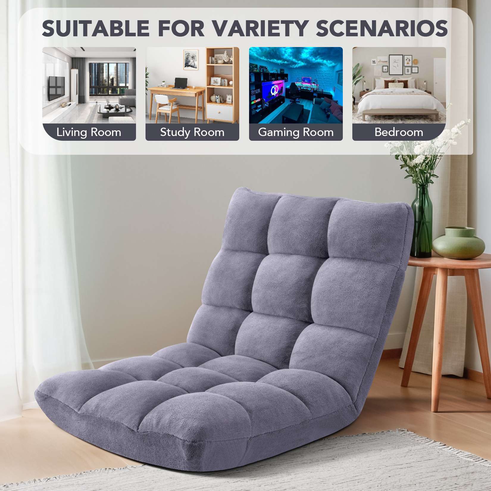 Folding Floor Chair with Back Support